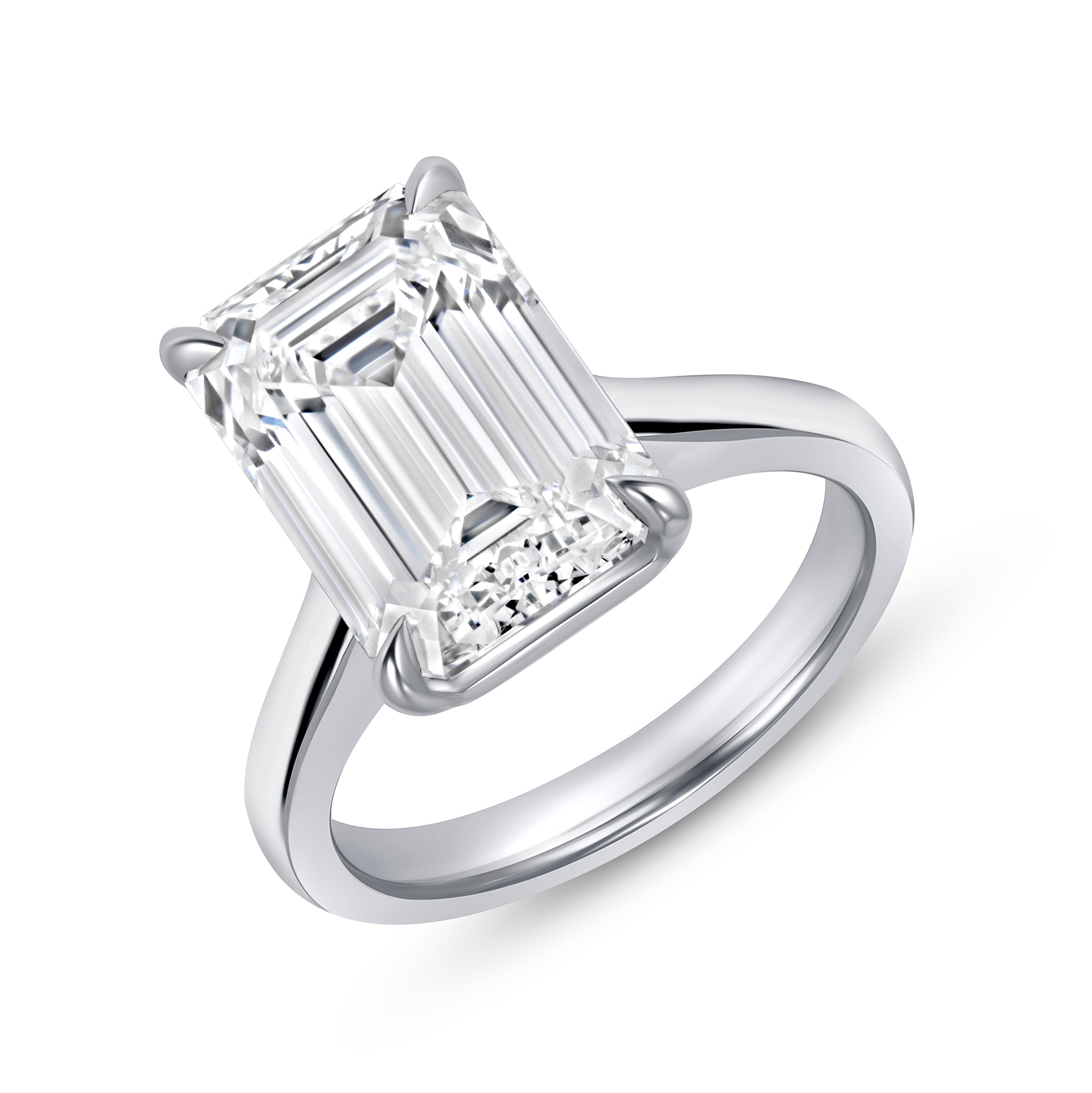 Emerald Cut Diamond Solitaire Engagement Ring in Platinum