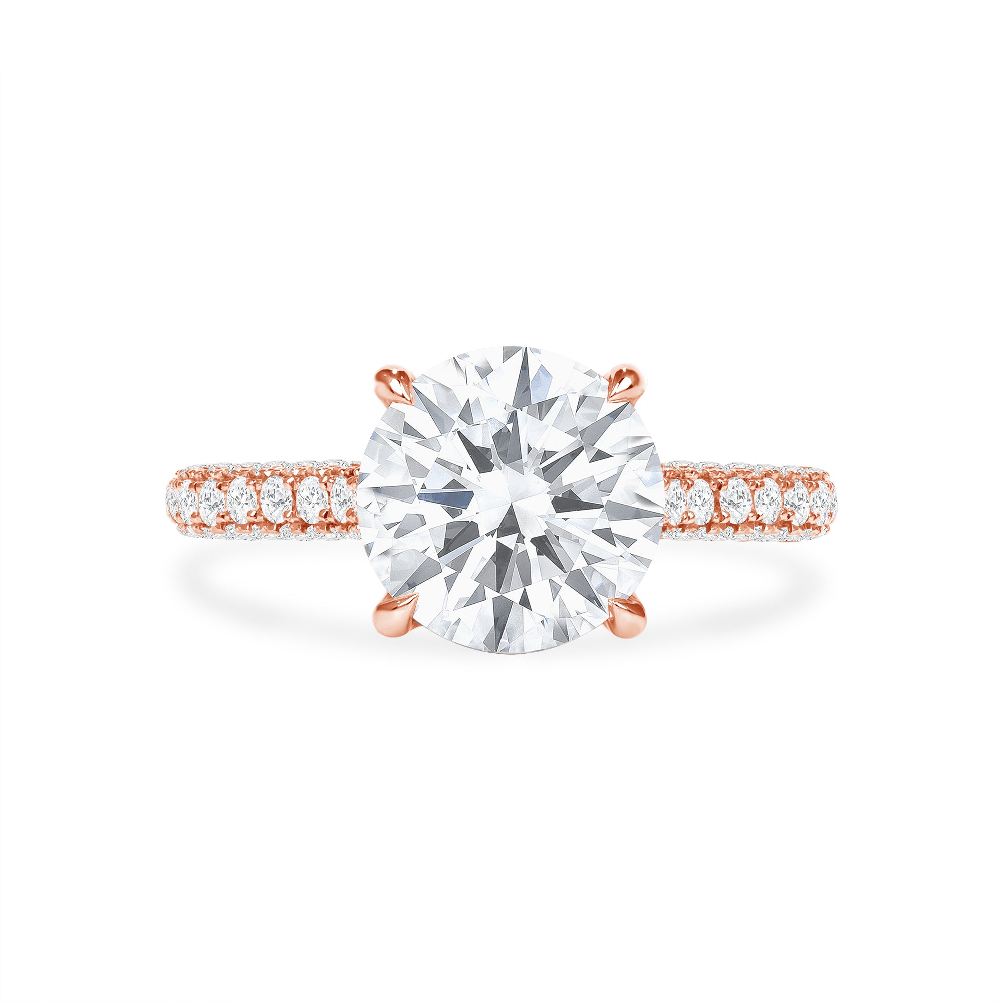2.5ct Round Brilliant Cut Diamond Engagement Ring in 14k Rose Gold Band, GIA Certified