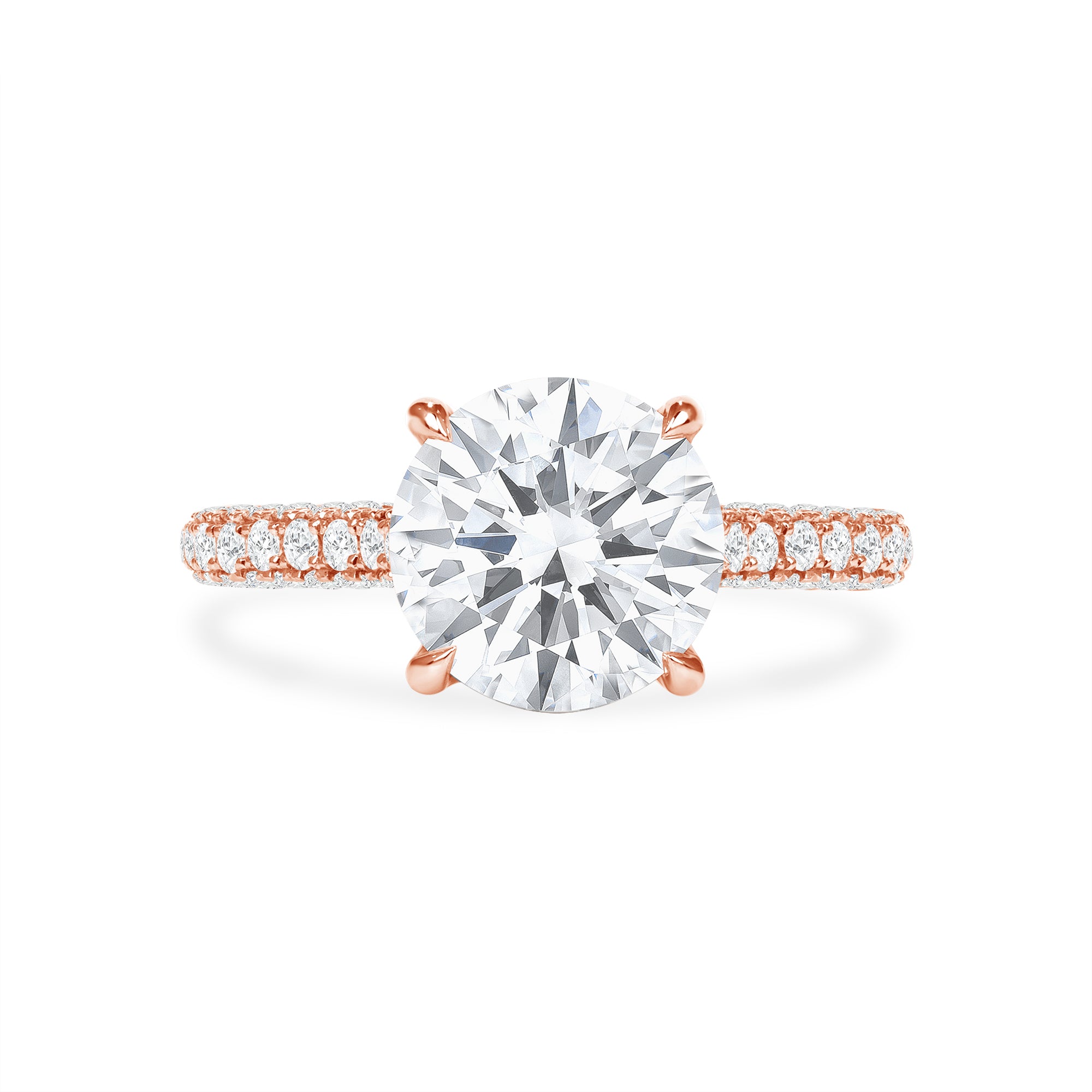 2.5ct Round Brilliant Cut Diamond Engagement Ring in 14k Rose Gold Band, GIA Certified