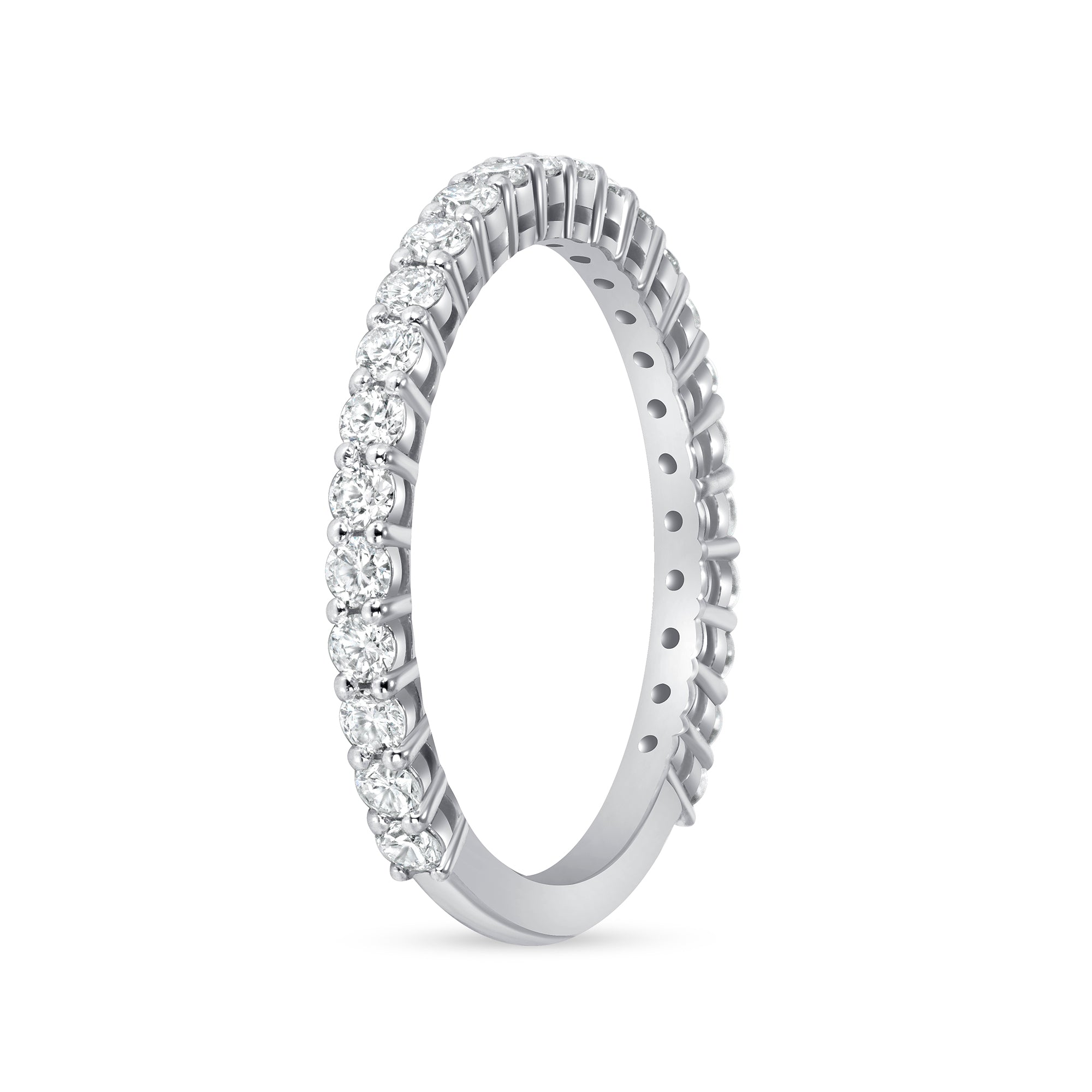 Round Brilliant Diamond Band Going 3/4 Way Around in 18K White Gold
