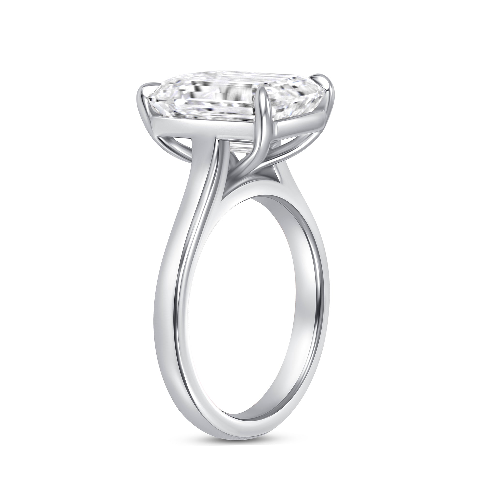 Emerald Cut Diamond Solitaire Engagement Ring in Platinum