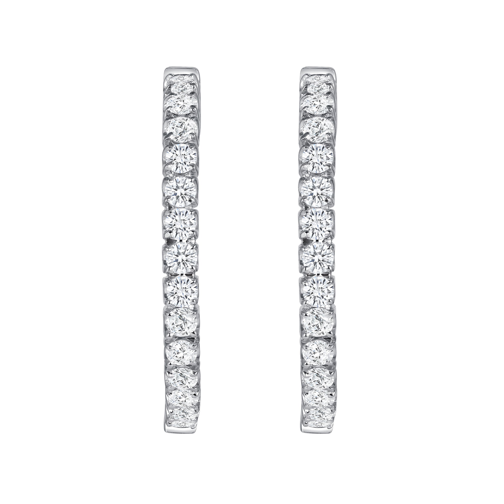 Round Cut Diamond Inside-Out Hoop Earrings in White Gold