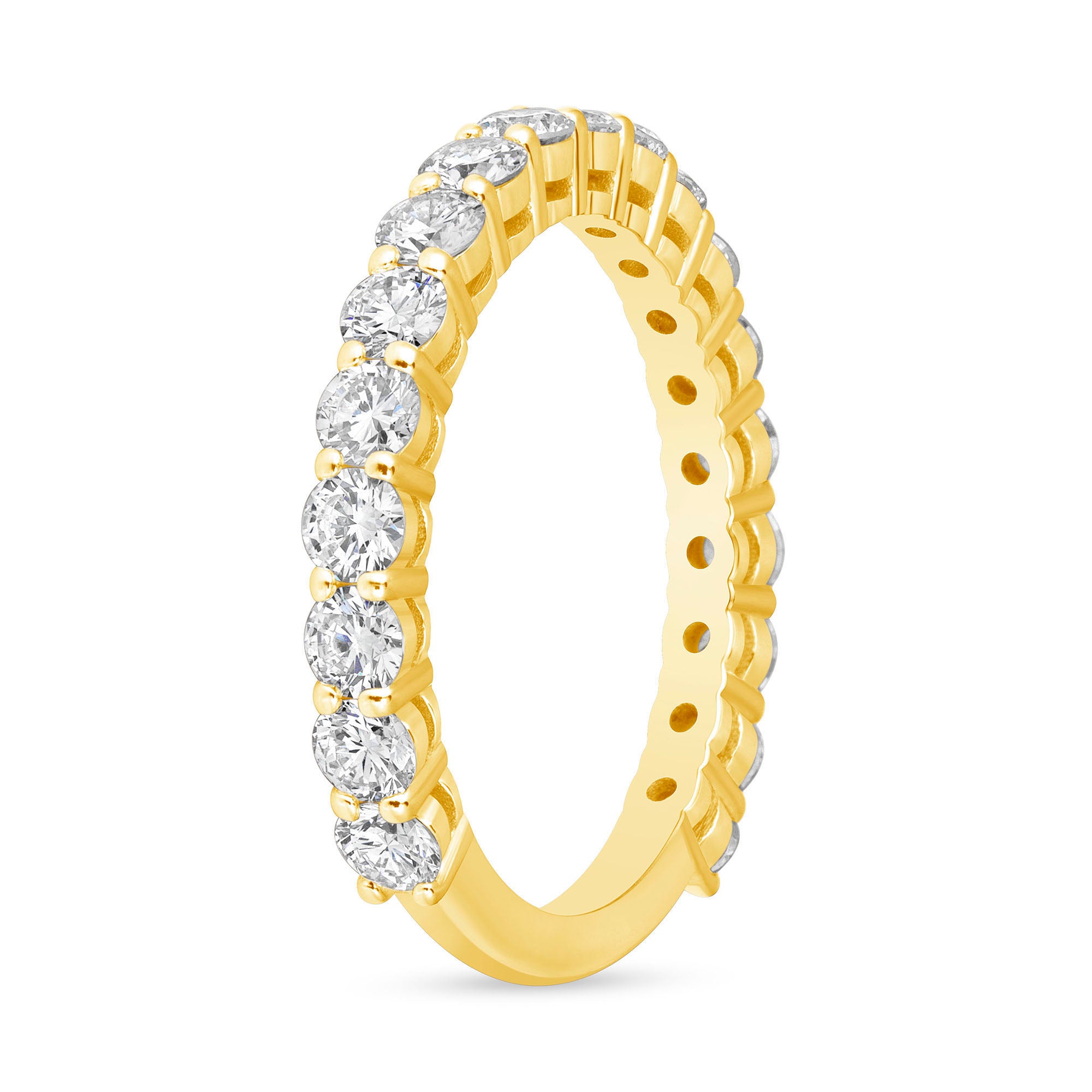Round Cut Diamond Yellow Gold Half Eternity Band