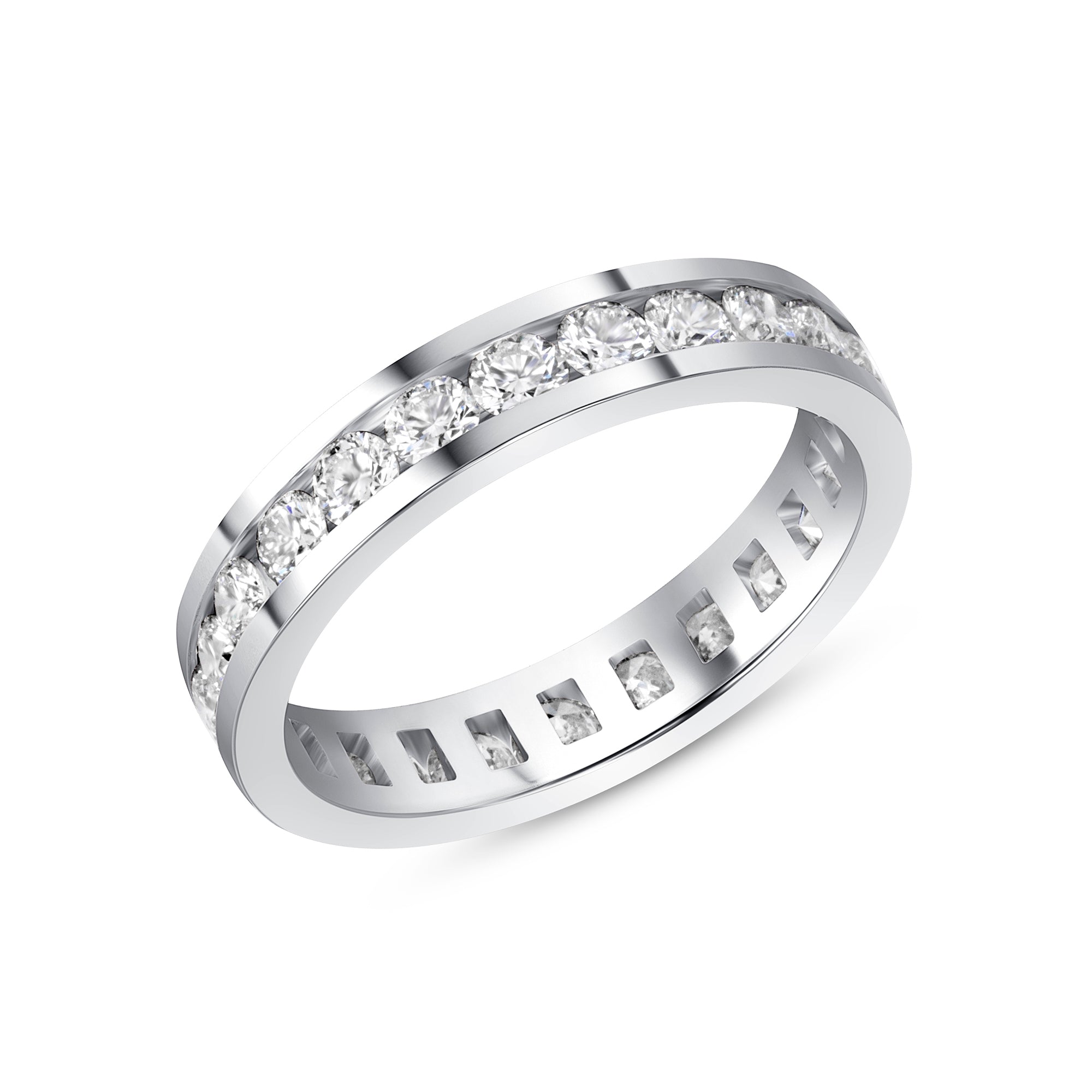 Channel Set Diamond Eternity Band in 18K White Gold