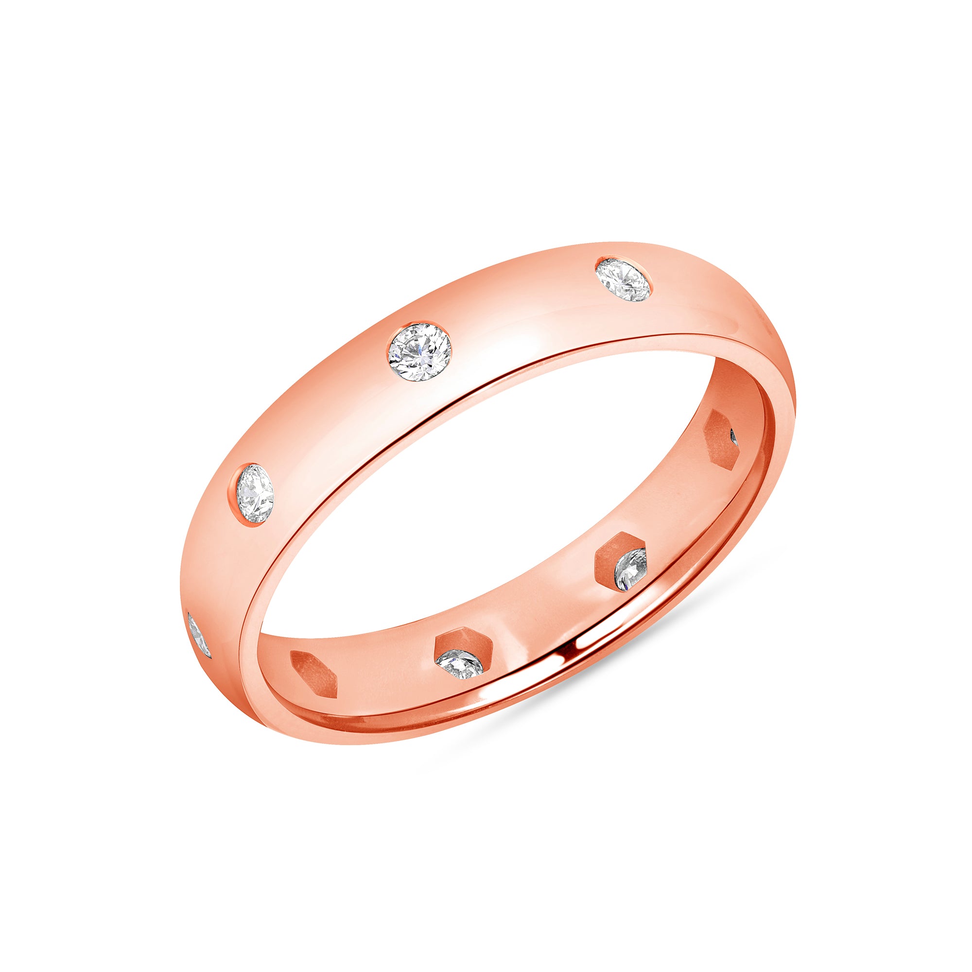 Round Flush Set Band In 18 Karat Rose Gold