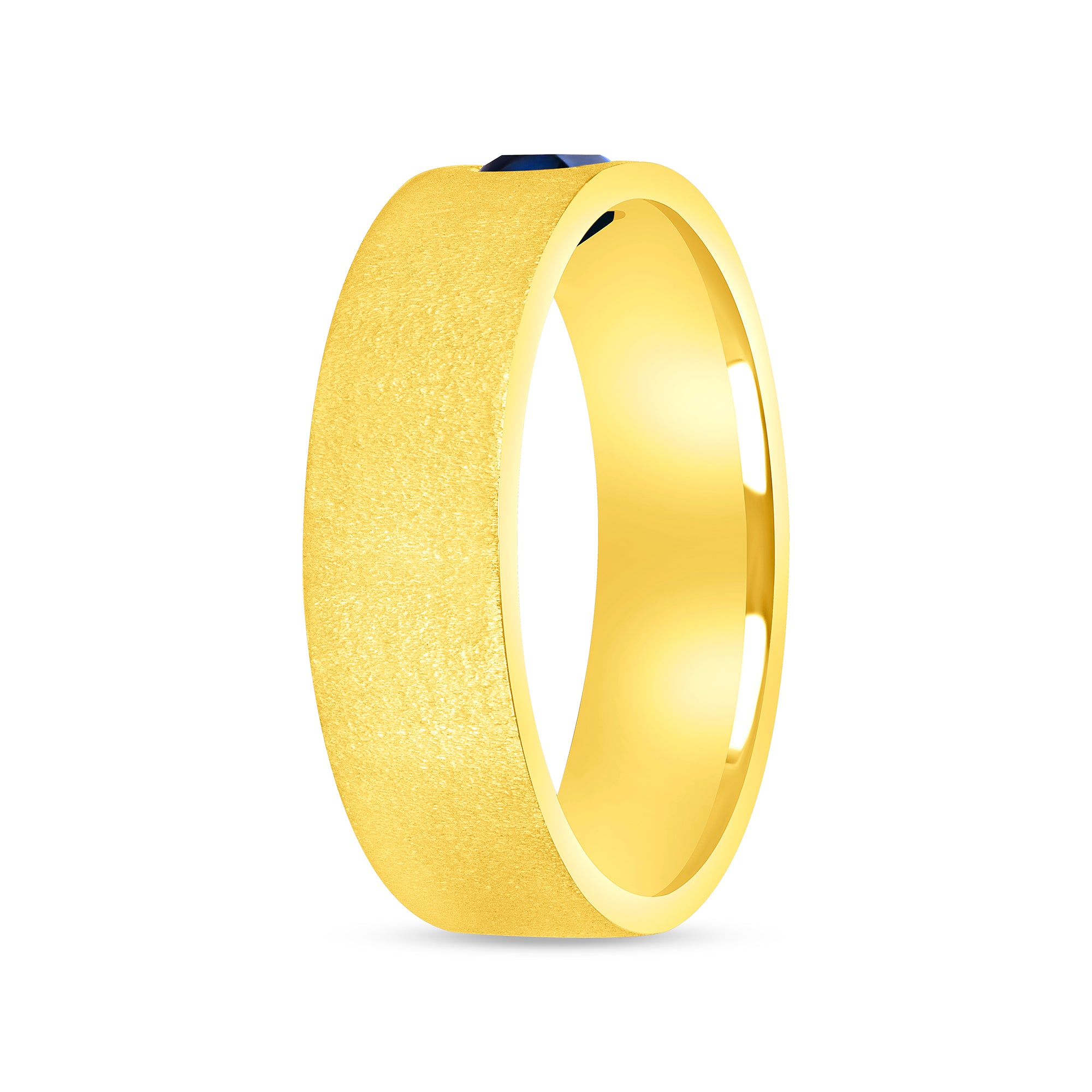 Large Blue Sapphire Emerald Cut Band in 18K Yellow Gold