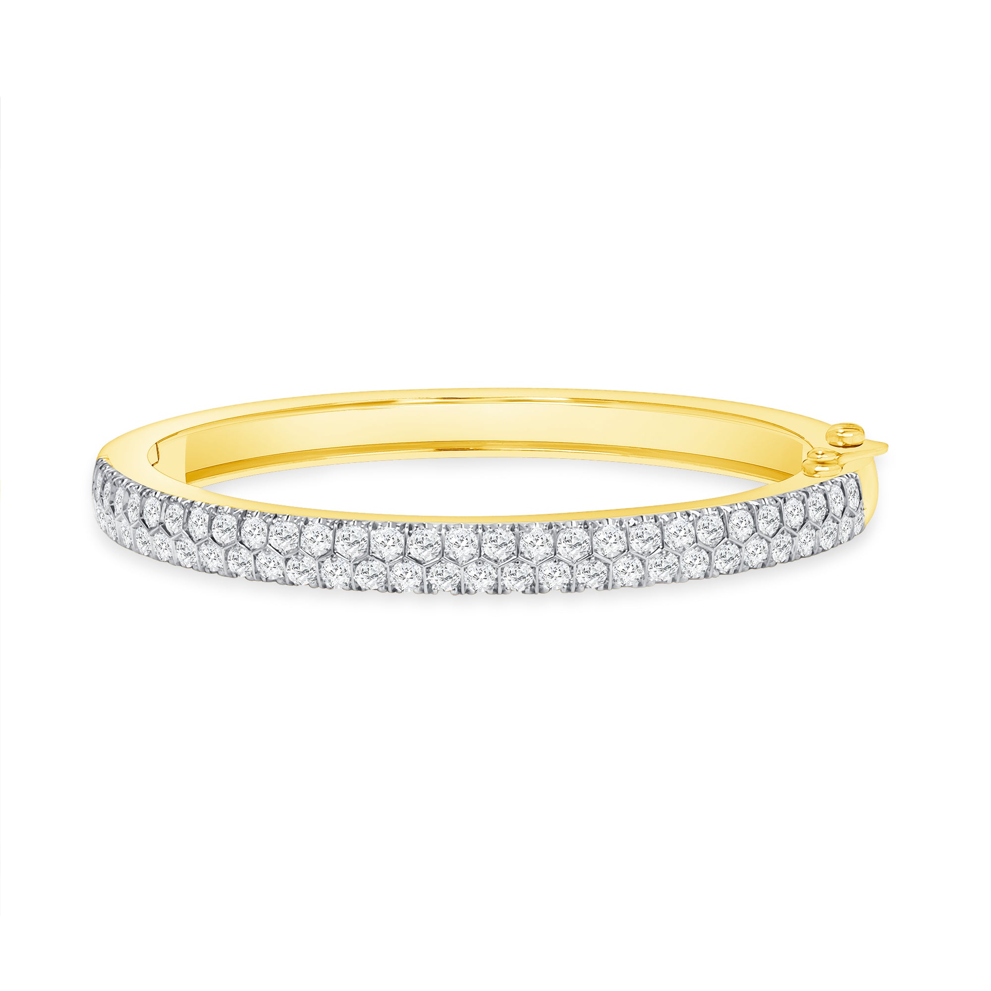 3.27ctw Double Row Diamond Bangle in 14K Yellow Gold