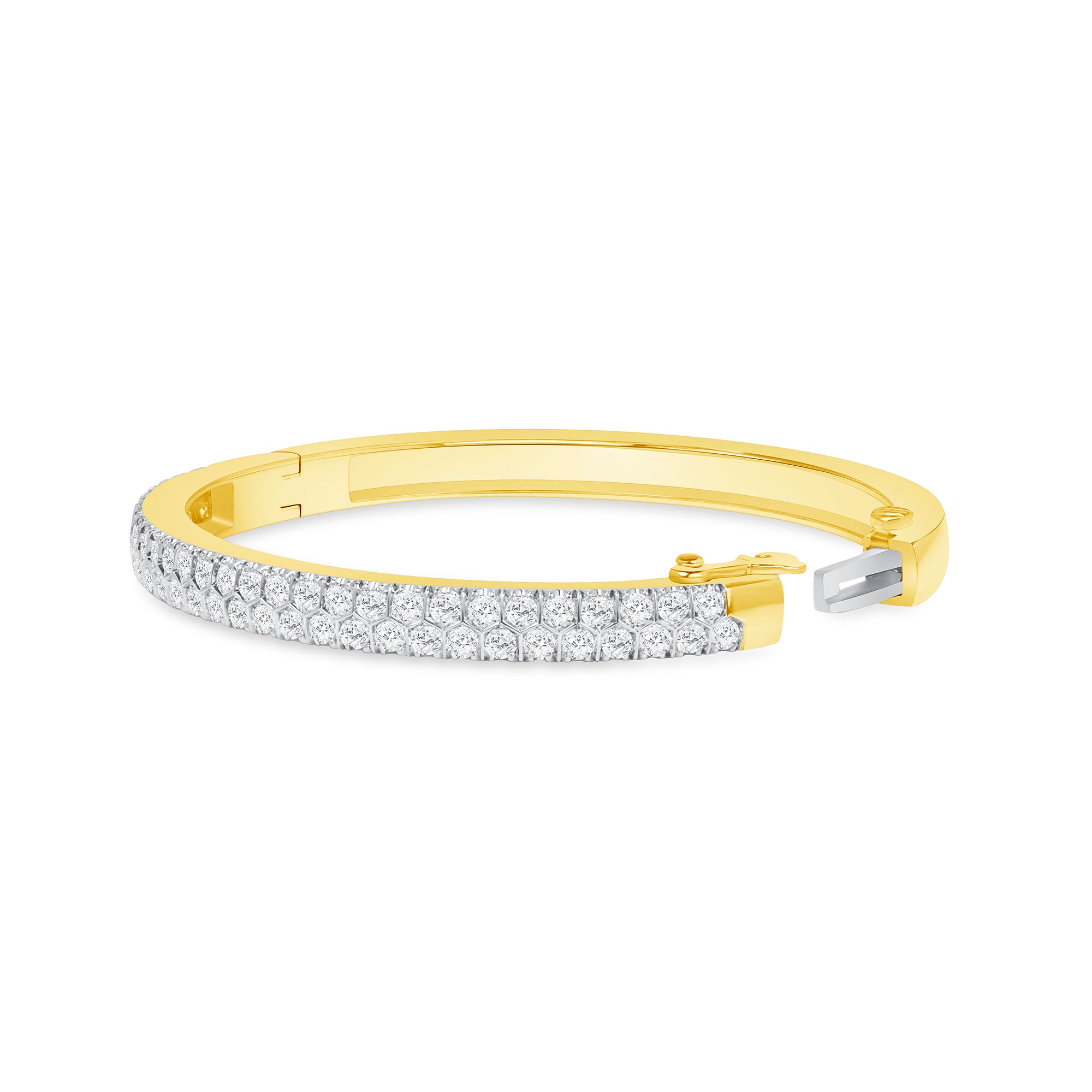 3.27ctw Double Row Diamond Bangle in 14K Yellow Gold