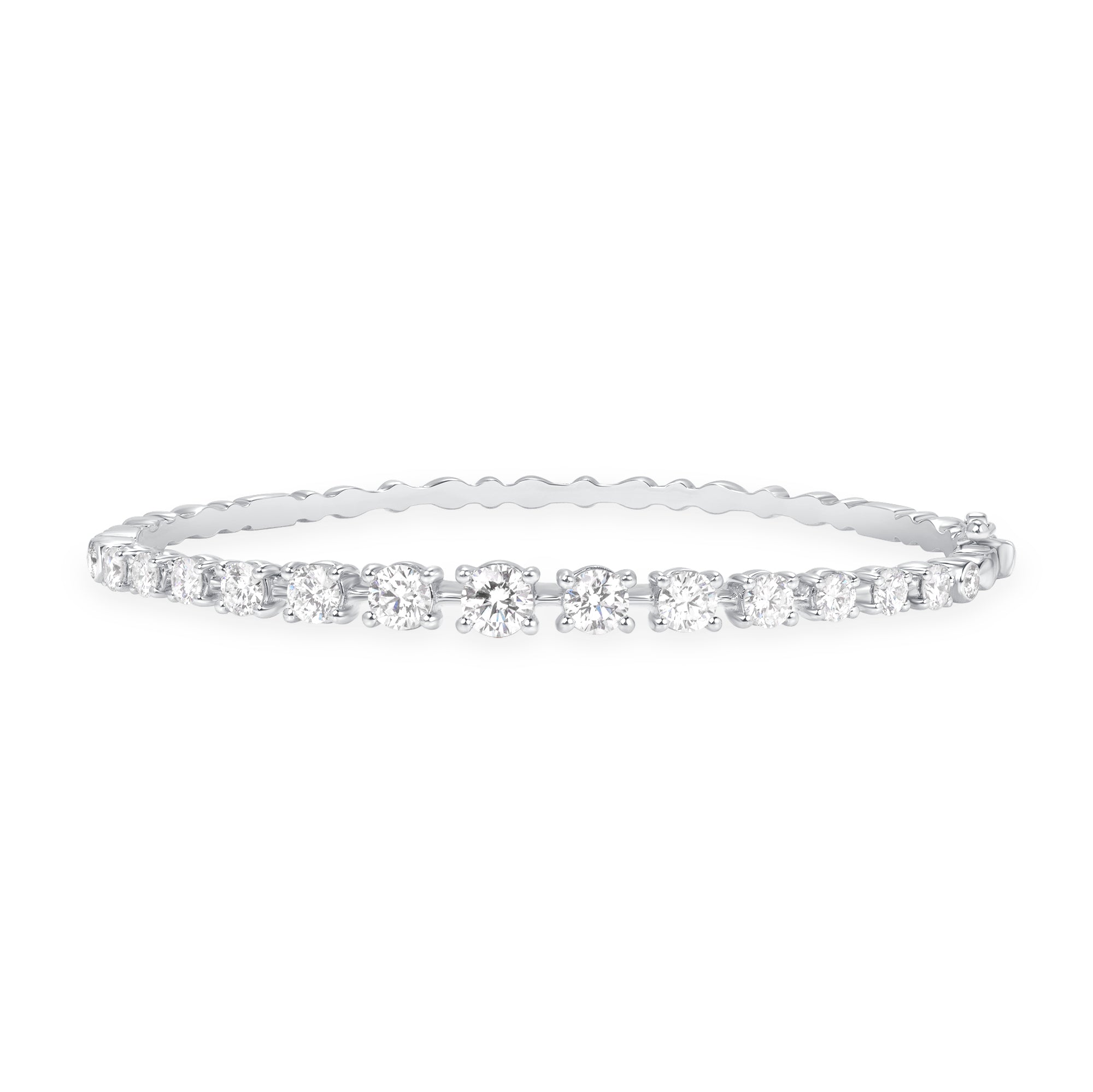 5.80ctw Round Diamond Tennis Bangle in 14K White Gold