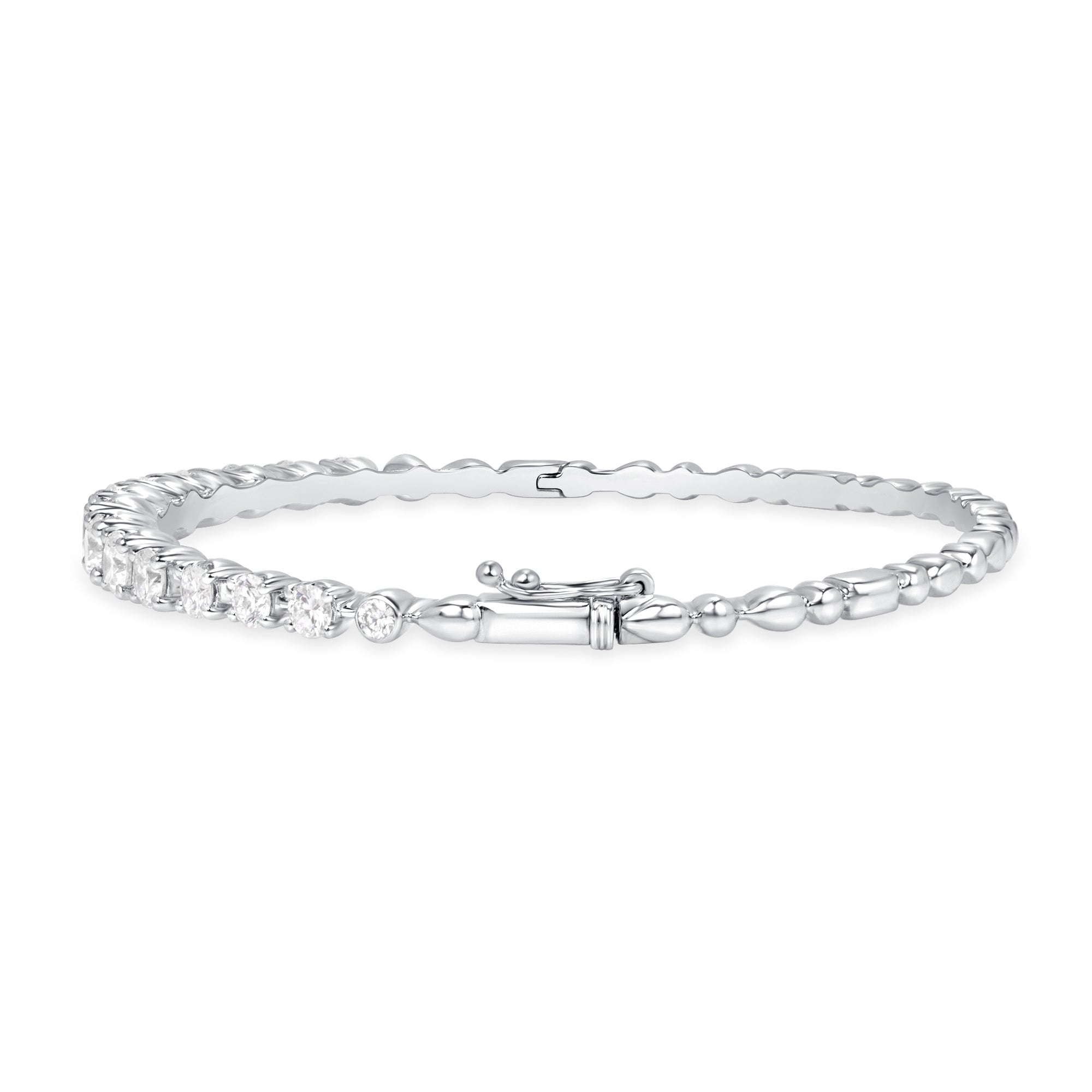 5.80ctw Round Diamond Tennis Bangle in 14K White Gold