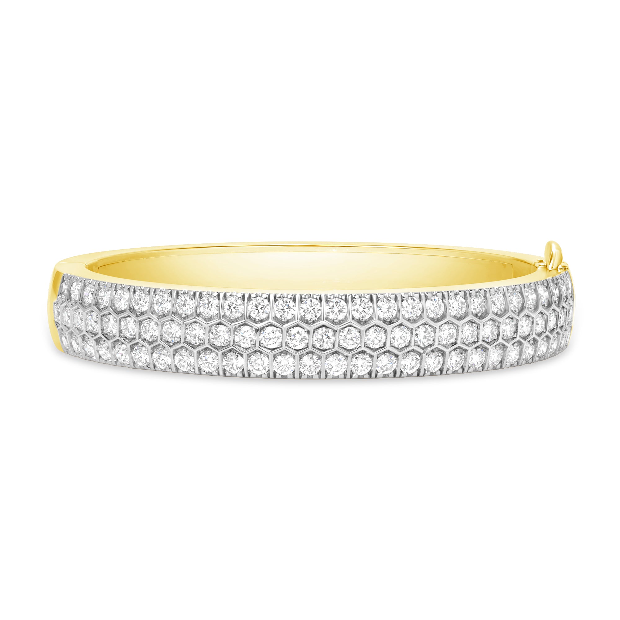 6.50ctw Three Row Diamond Bangle in 14k Yellow Gold