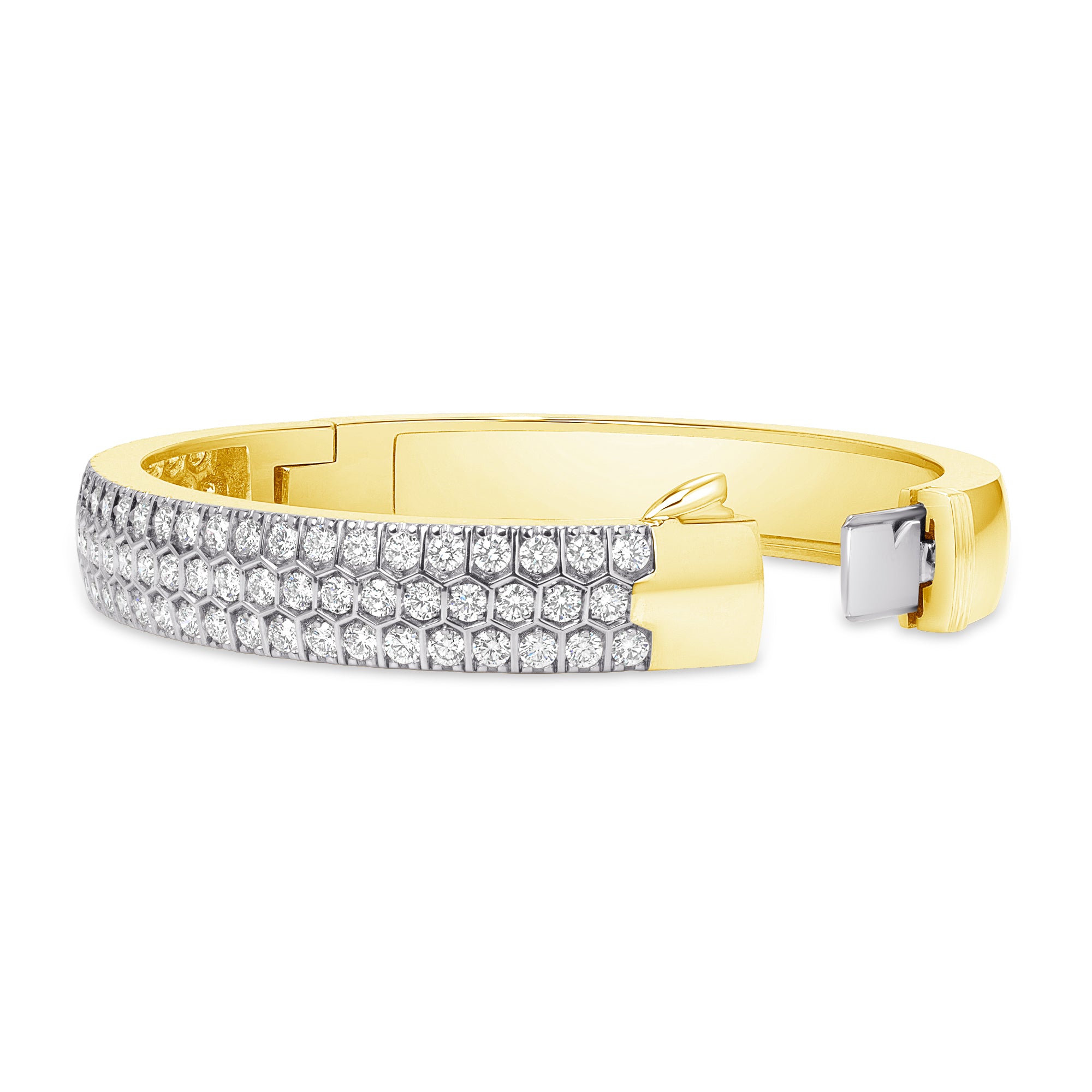 6.50ctw Three Row Diamond Bangle in 14k Yellow Gold