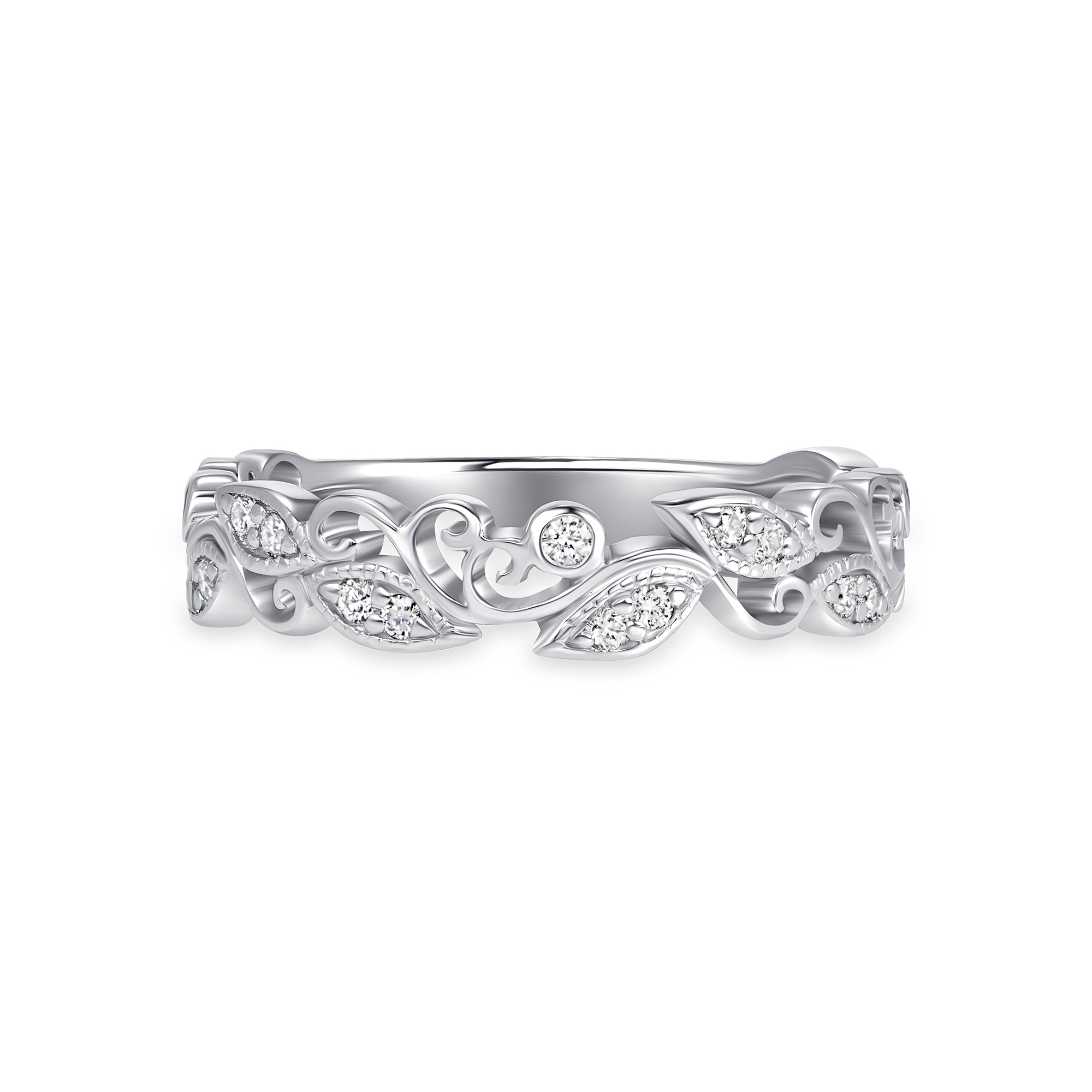 Marquise and Round Diamond Half-Eternity Band in Platinum