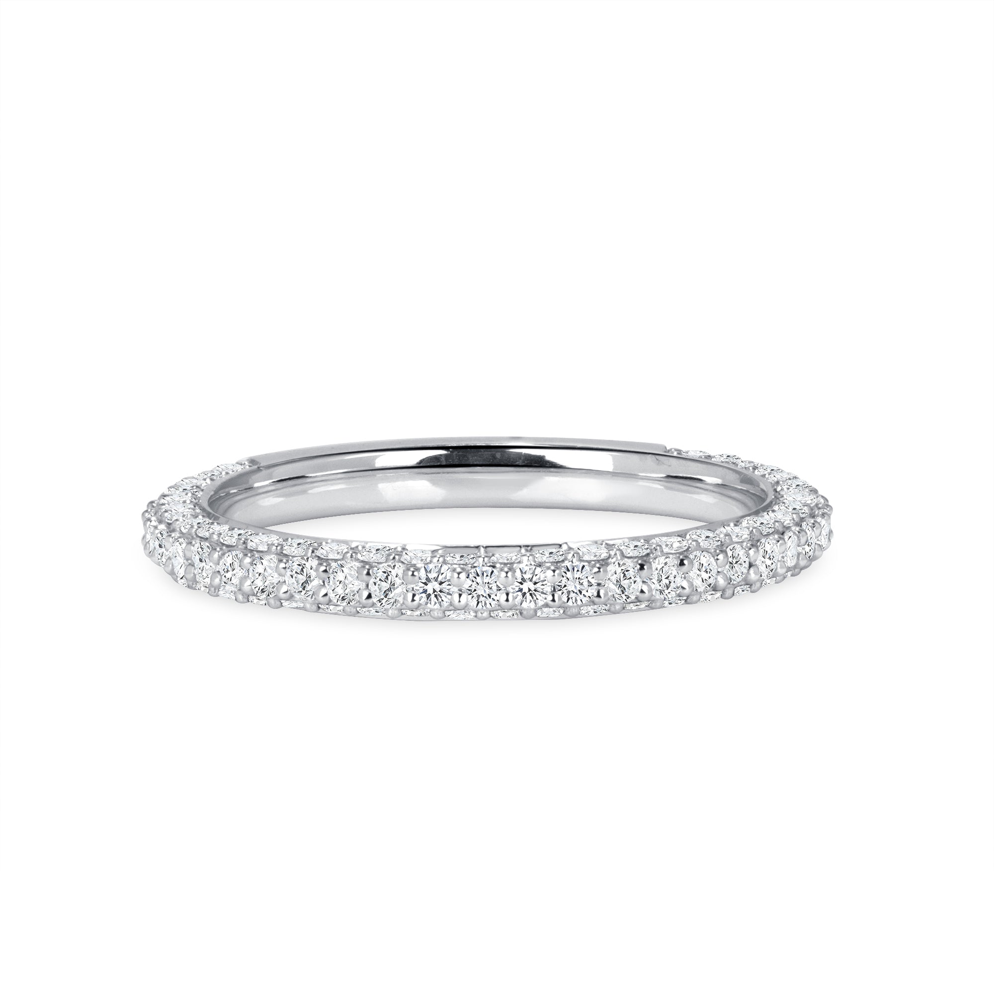 Round Cut Diamond Pavé White Gold Half Eternity Band