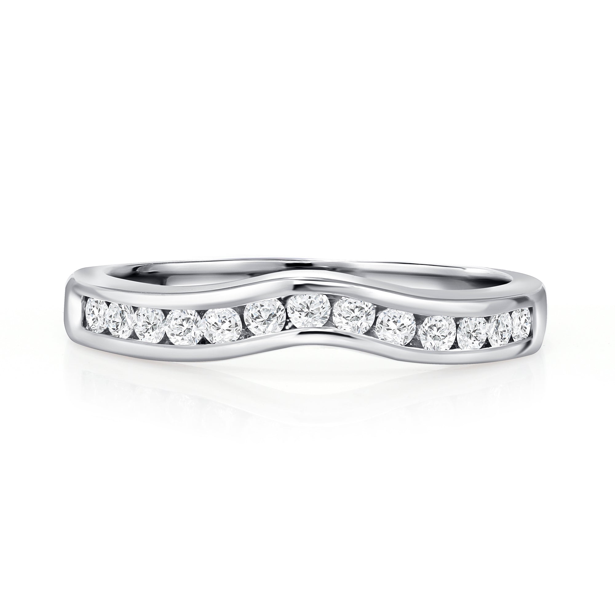 Round Brilliant Cut Diamond Channel Set Band In Platinum Ruthenium