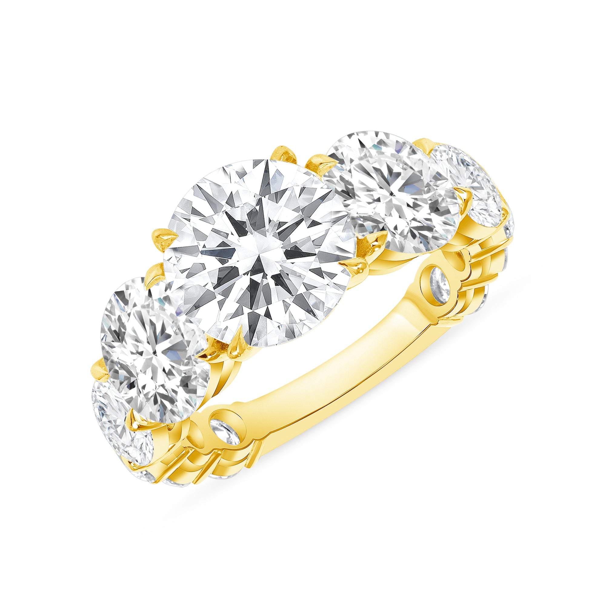 11 Stone Round Brilliant Cut Diamond Ring in 18k Yellow Gold Band