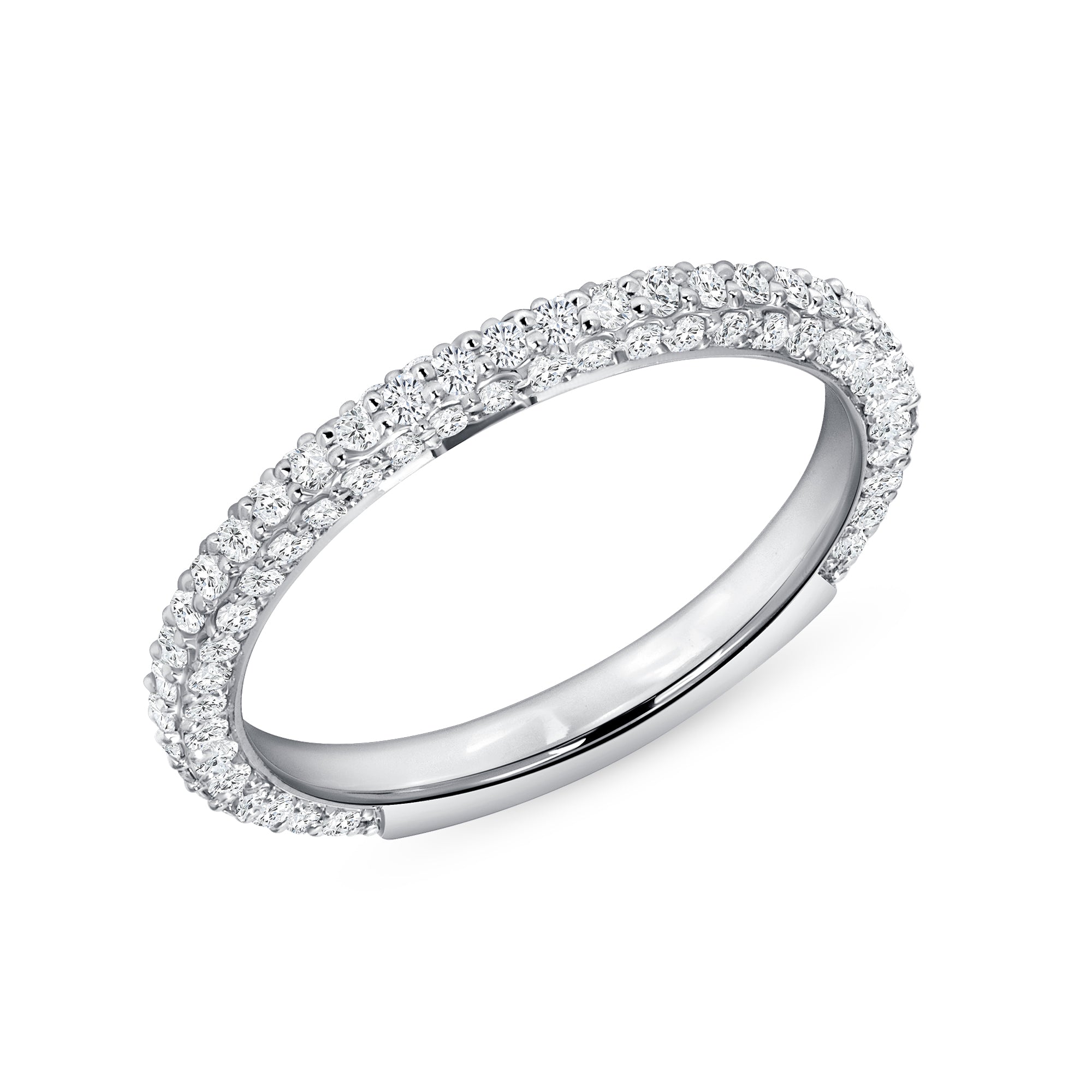 Round Cut Diamond Pavé White Gold Half Eternity Band