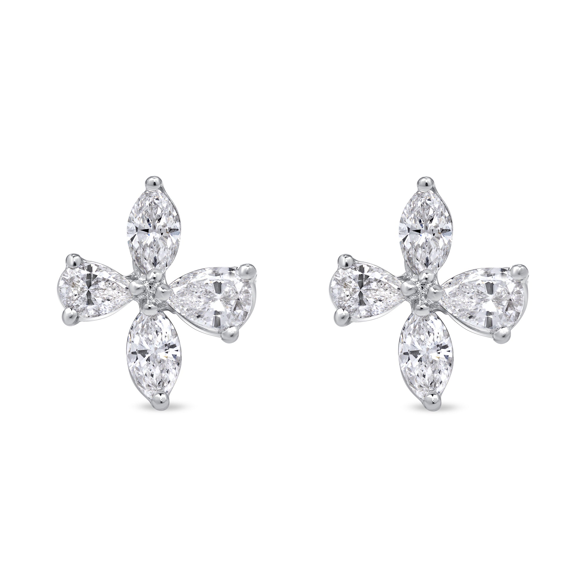 Marquise And Pear Shape Diamond Earrings In 18 Karat White Gold