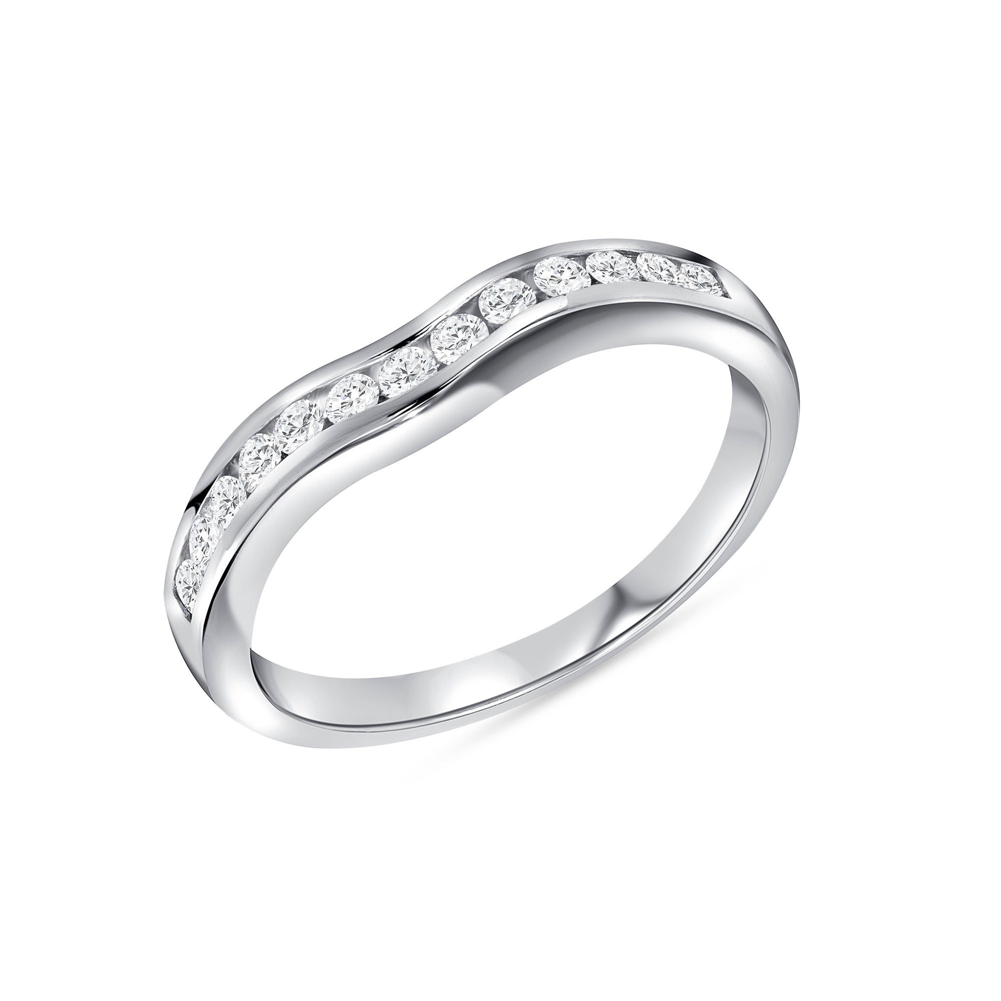 Round Brilliant Cut Diamond Channel Set Band In Platinum Ruthenium