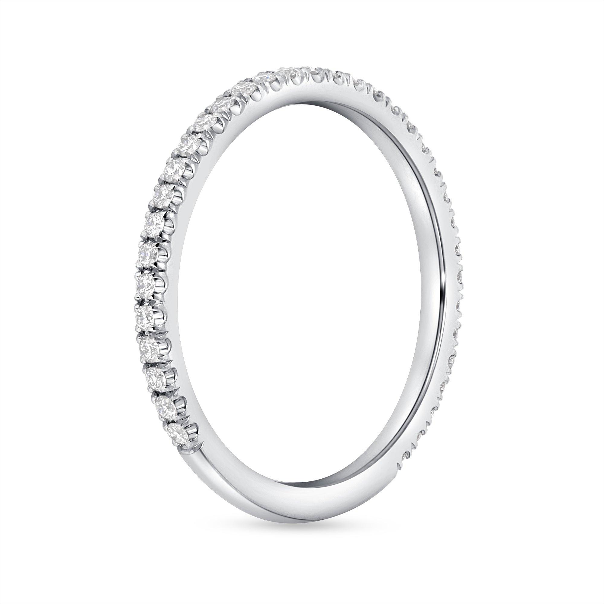 Round Cut Diamond Half Eternity Band in Platinum Ruthenium