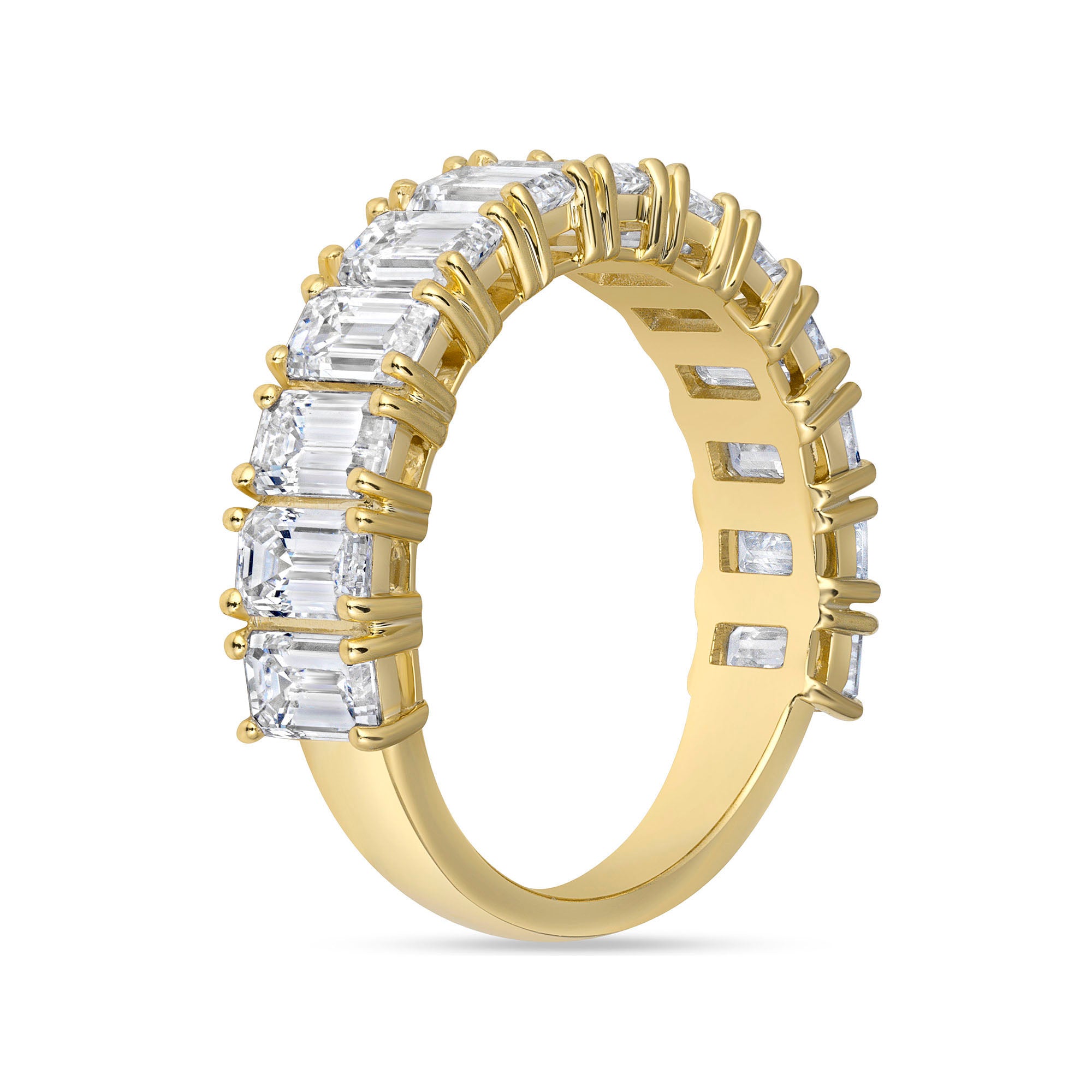 Emerald Cut Diamond Yellow Gold Half Eternity Band
