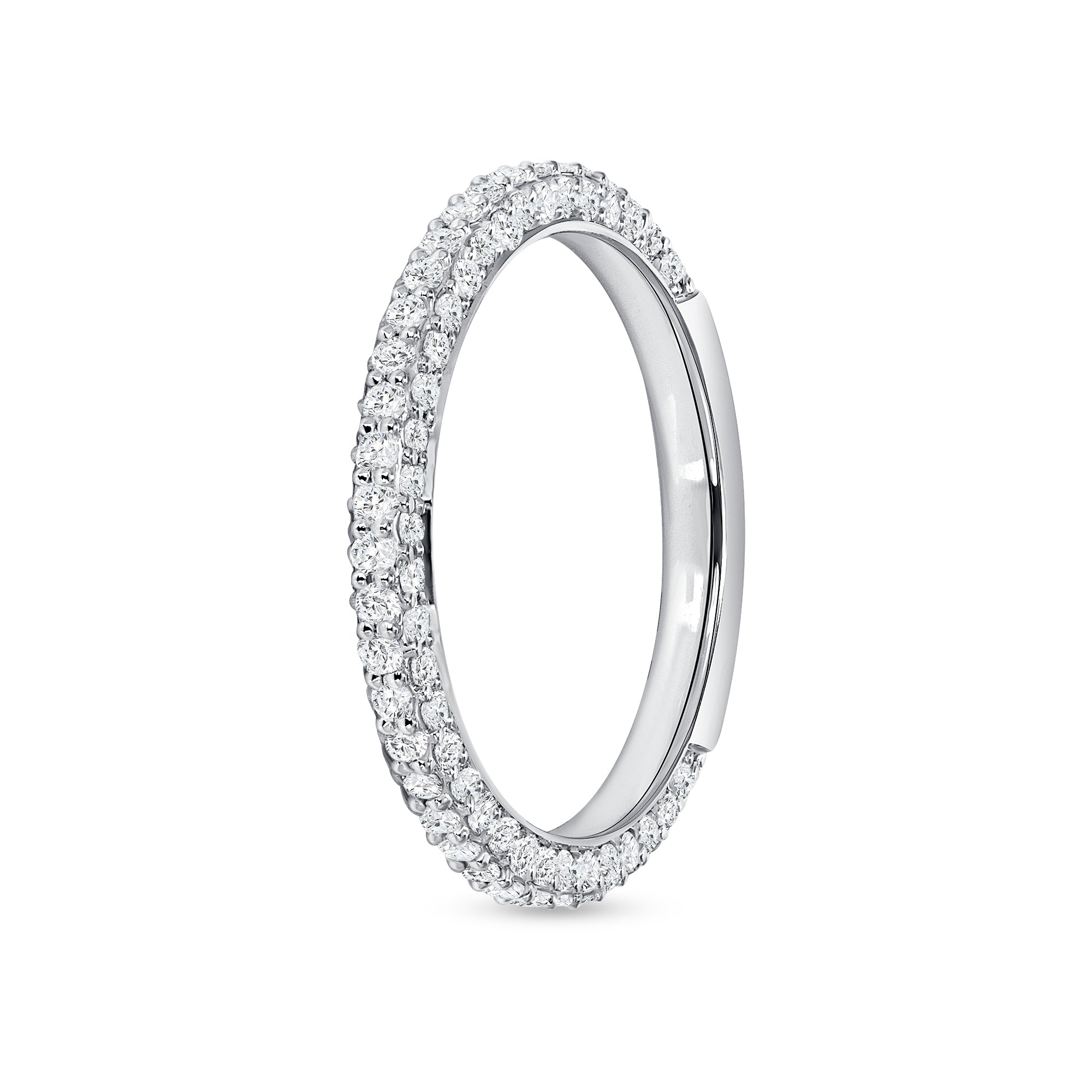 Round Cut Diamond Pavé White Gold Half Eternity Band