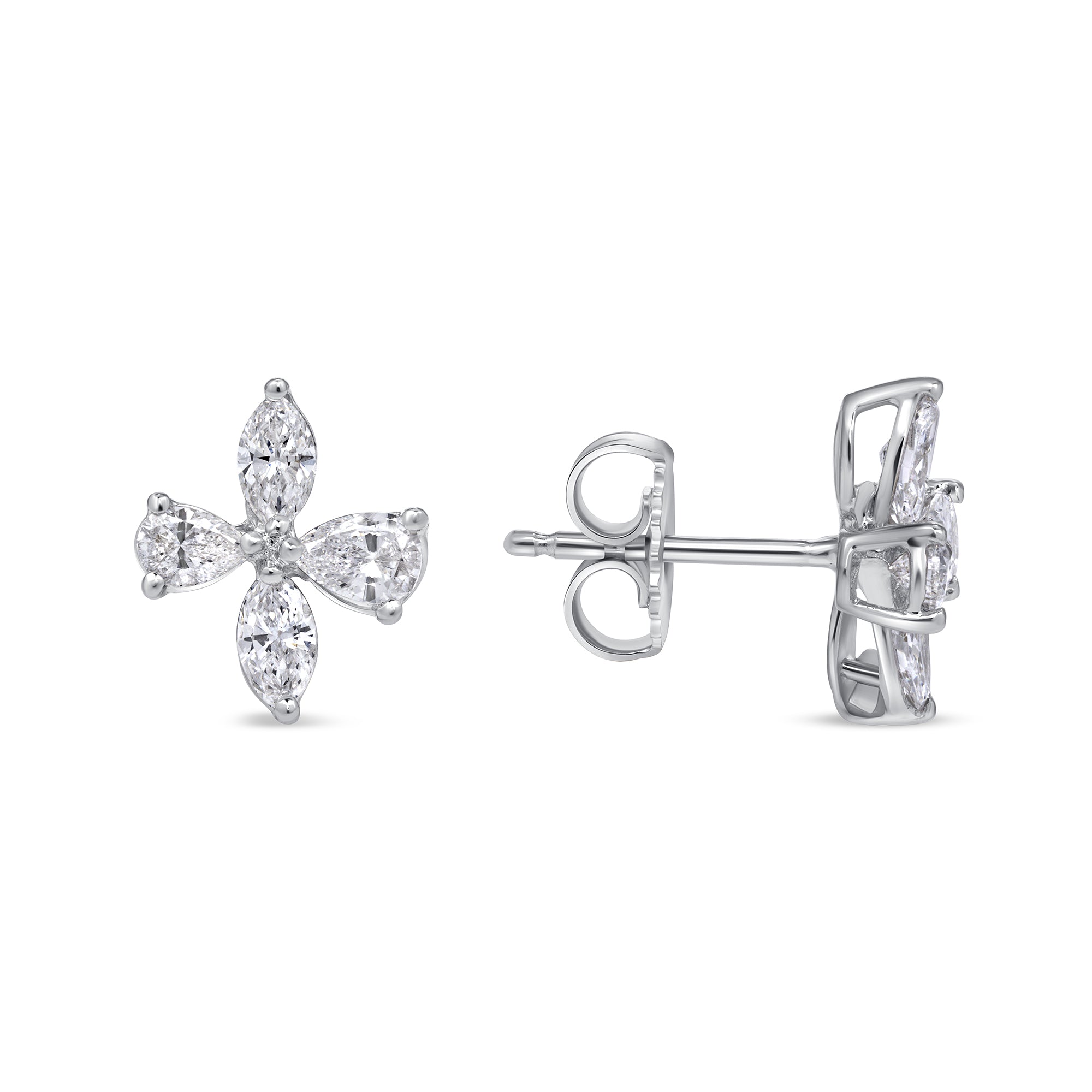 Marquise And Pear Shape Diamond Earrings In 18 Karat White Gold