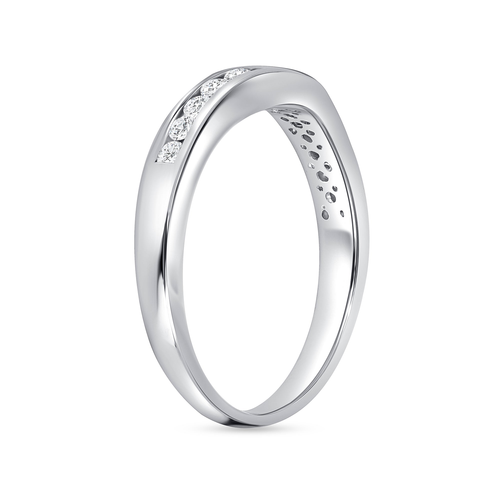 Round Brilliant Cut Diamond Channel Set Band In Platinum Ruthenium