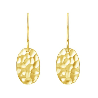 Hammered Gold Drop Earrings in 18K Yellow Gold