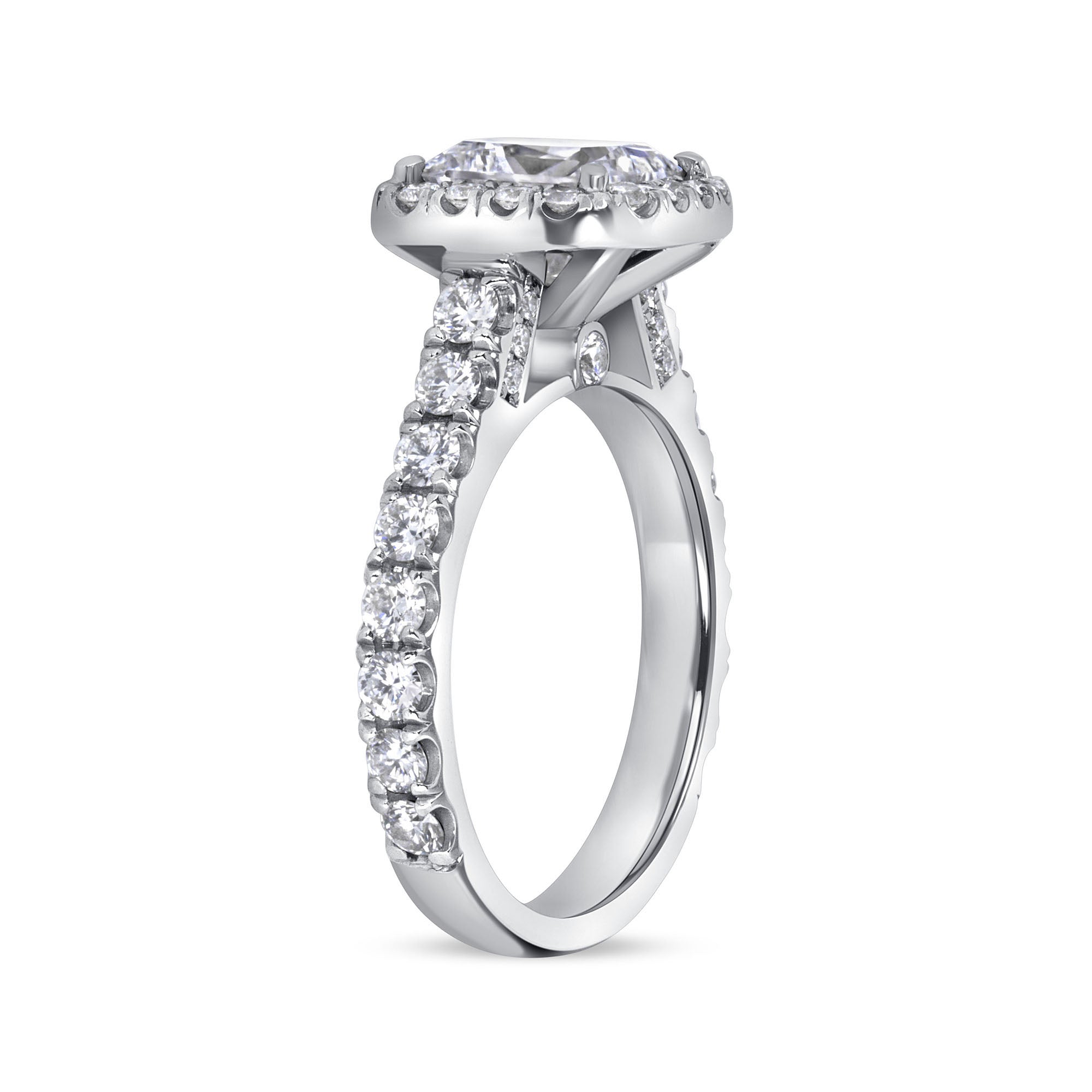 Princess Cut Diamond Halo Ring in 18 Karat White Gold