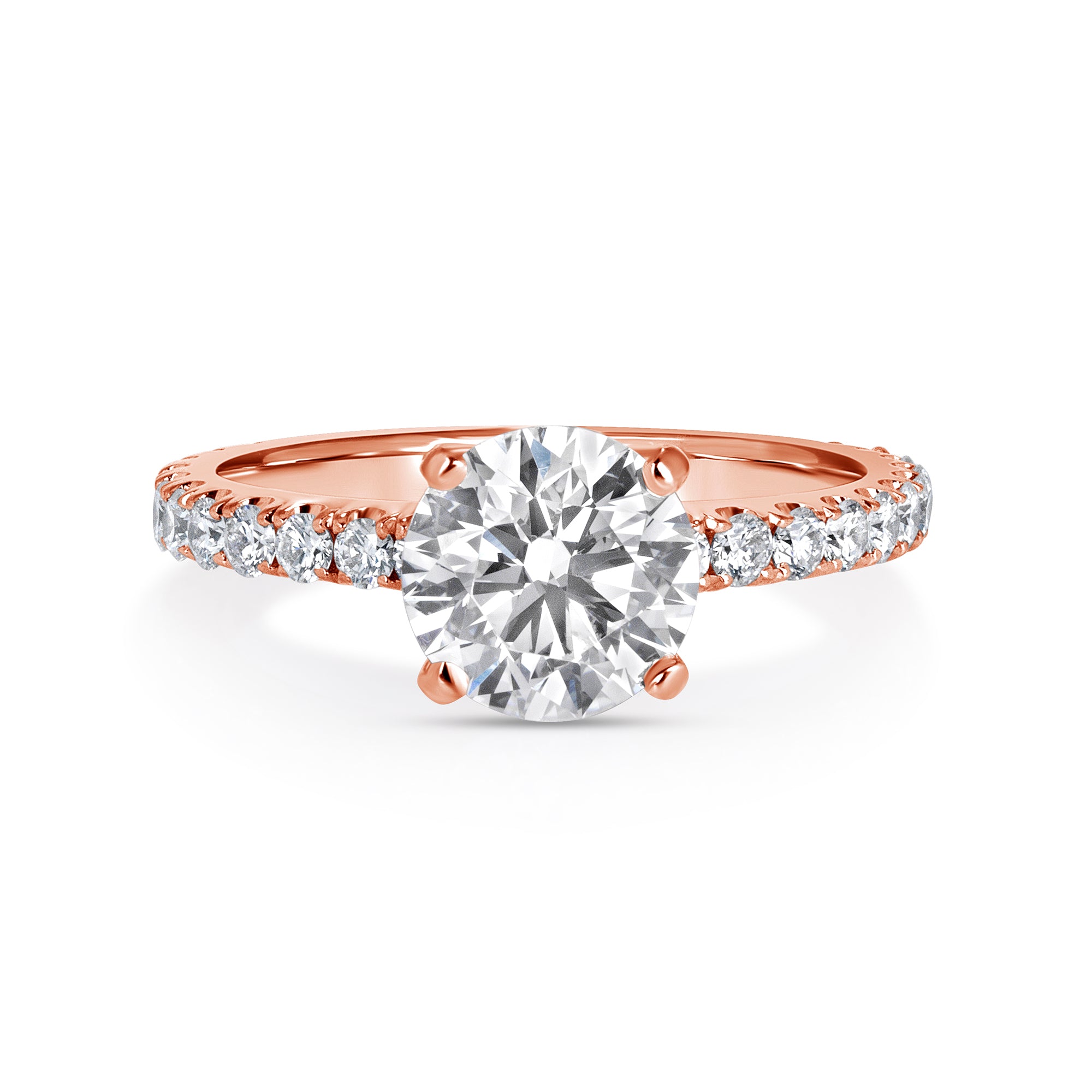 Round Cut Diamond Engagement Ring With U Prong Setting In 18 Karat Rose Gold