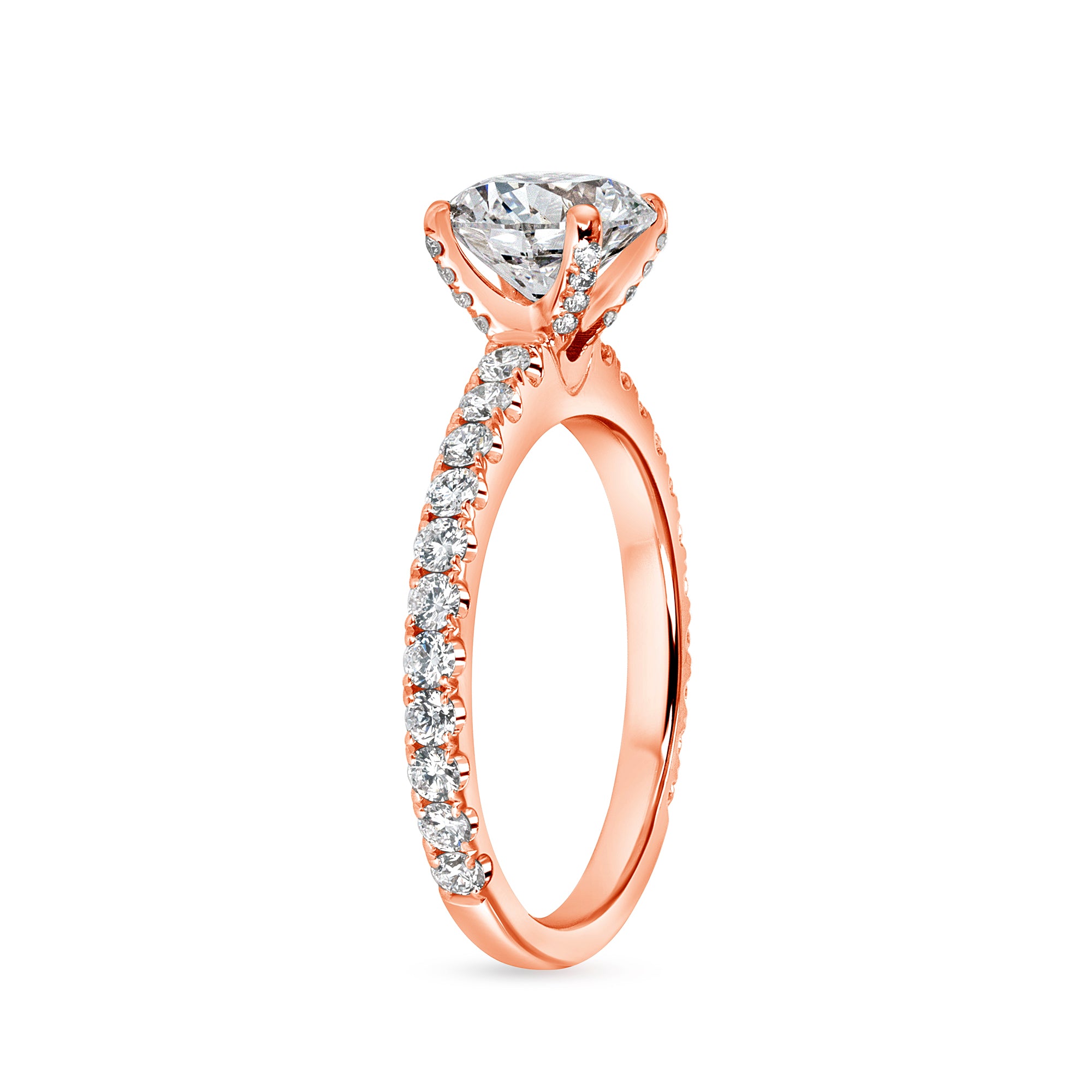 Round Cut Diamond Engagement Ring With U Prong Setting In 18 Karat Rose Gold