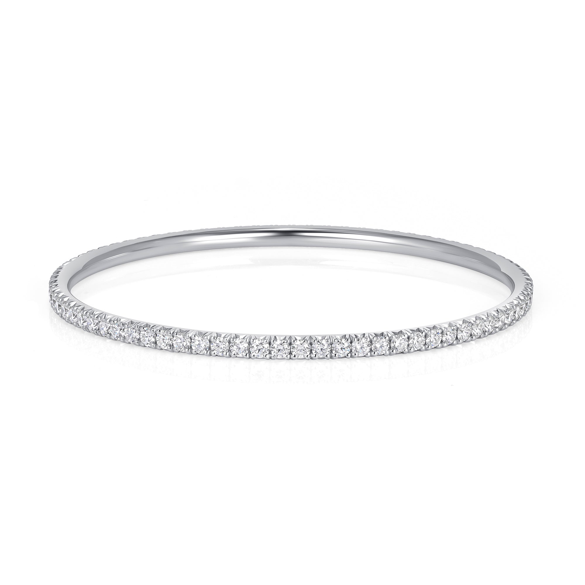 Round Diamond Bangle Bracelet in 18K White Gold