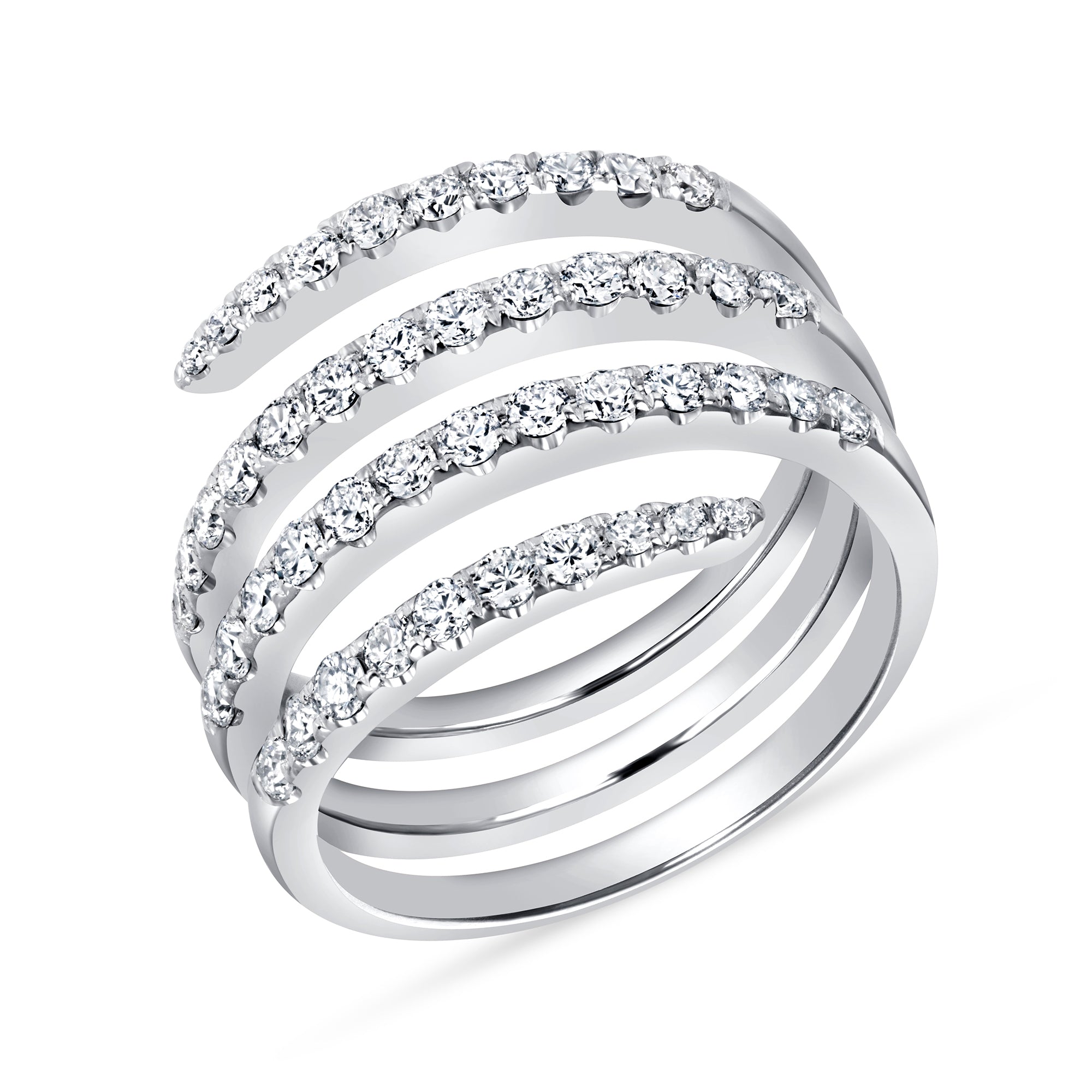 Pavé Diamond Wrap Ring in 18K White Gold