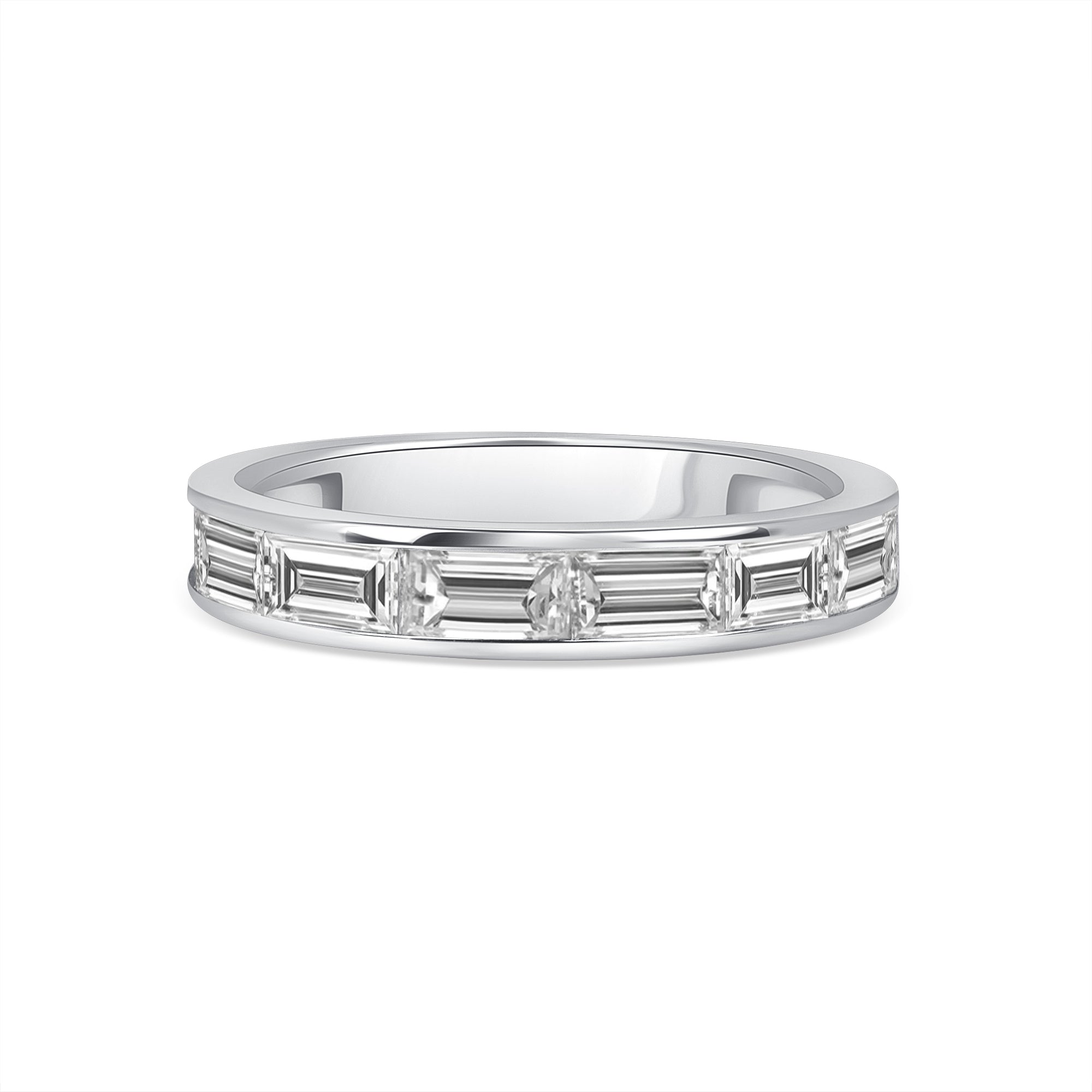 Diamond Baguette Channel Set Band In 18 Karat White Gold