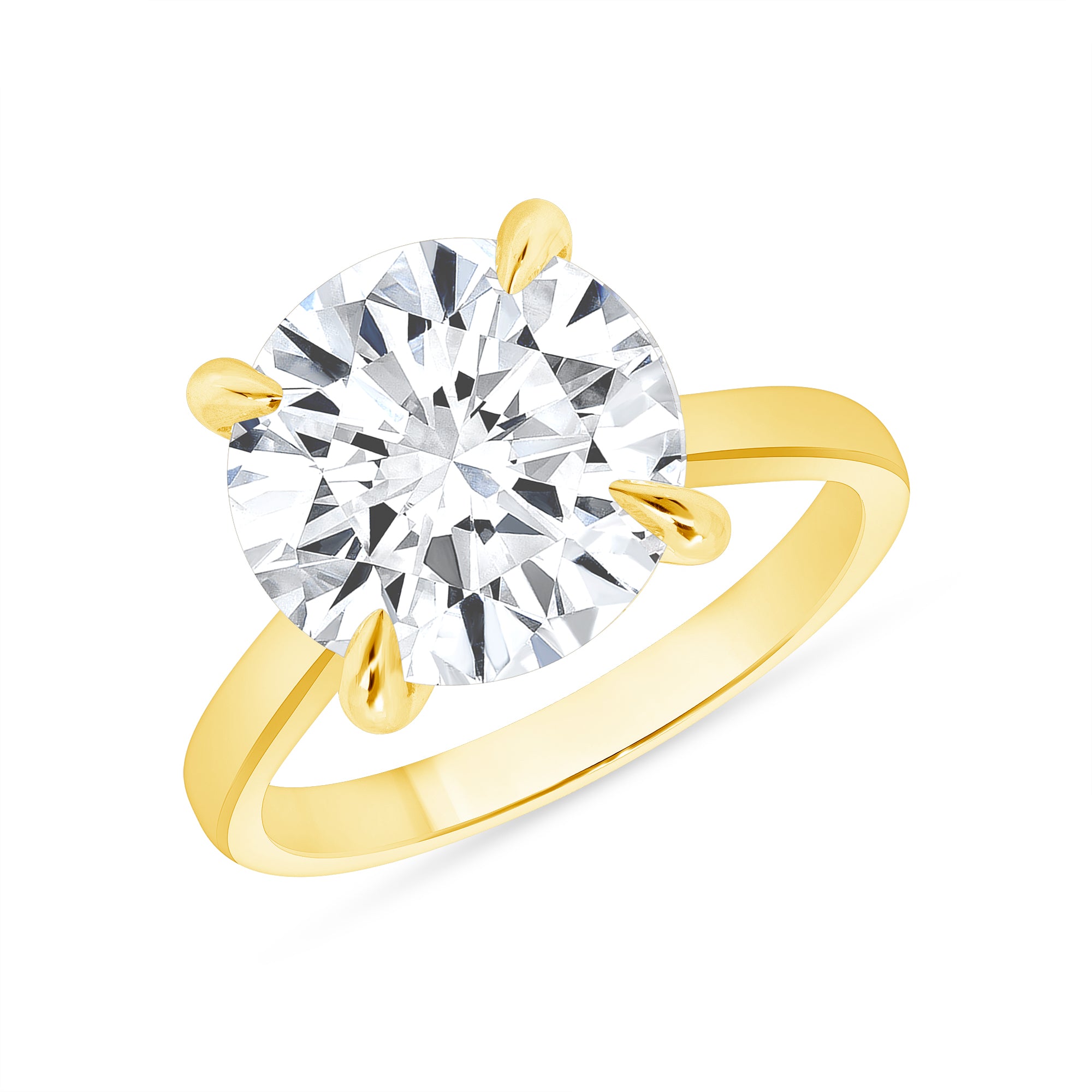 5.2ct Round Brilliant Cut Diamond Solitaire Ring in 18k Yellow Gold Band, GIA Certified