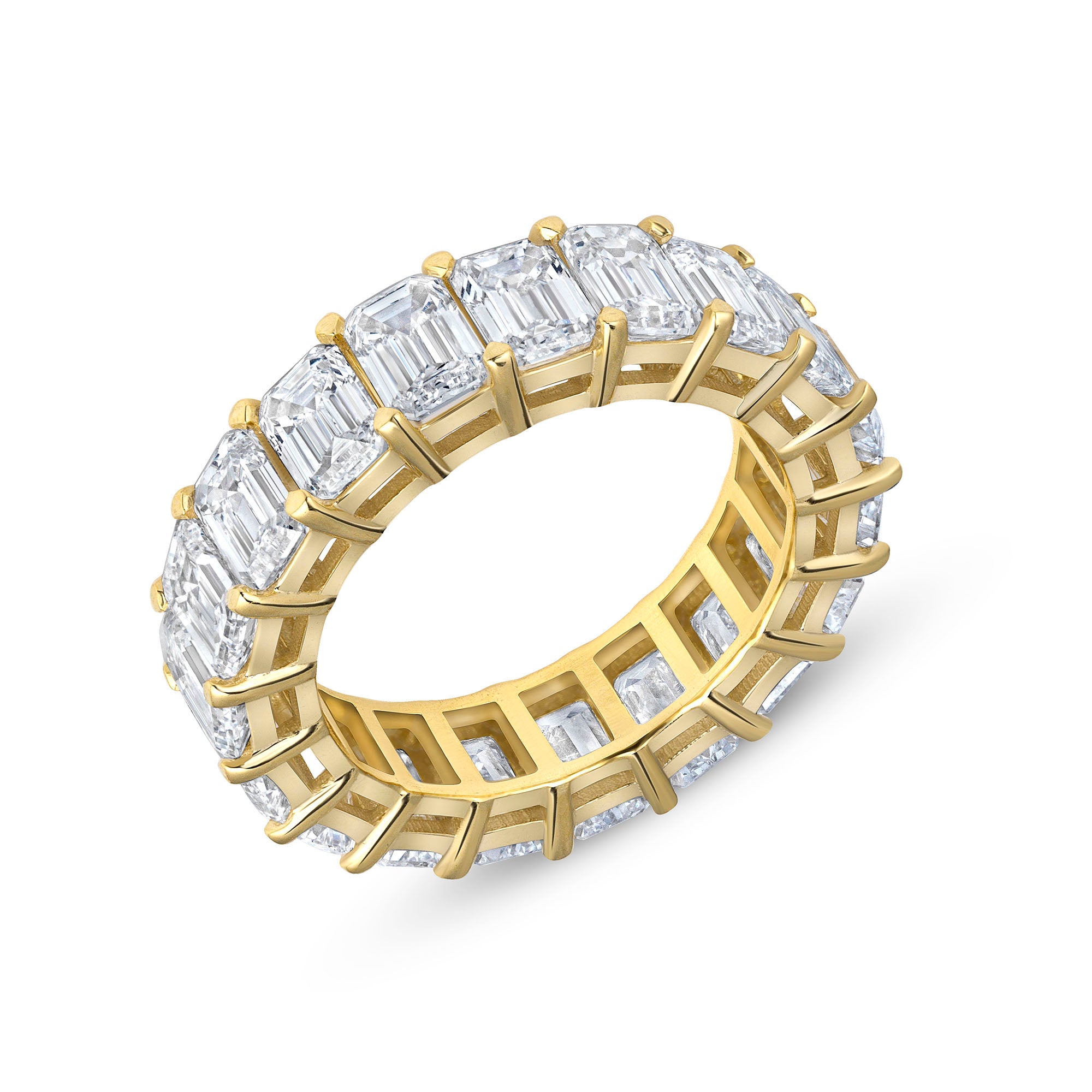 Emerald Cut Diamond Yellow Gold Eternity Band