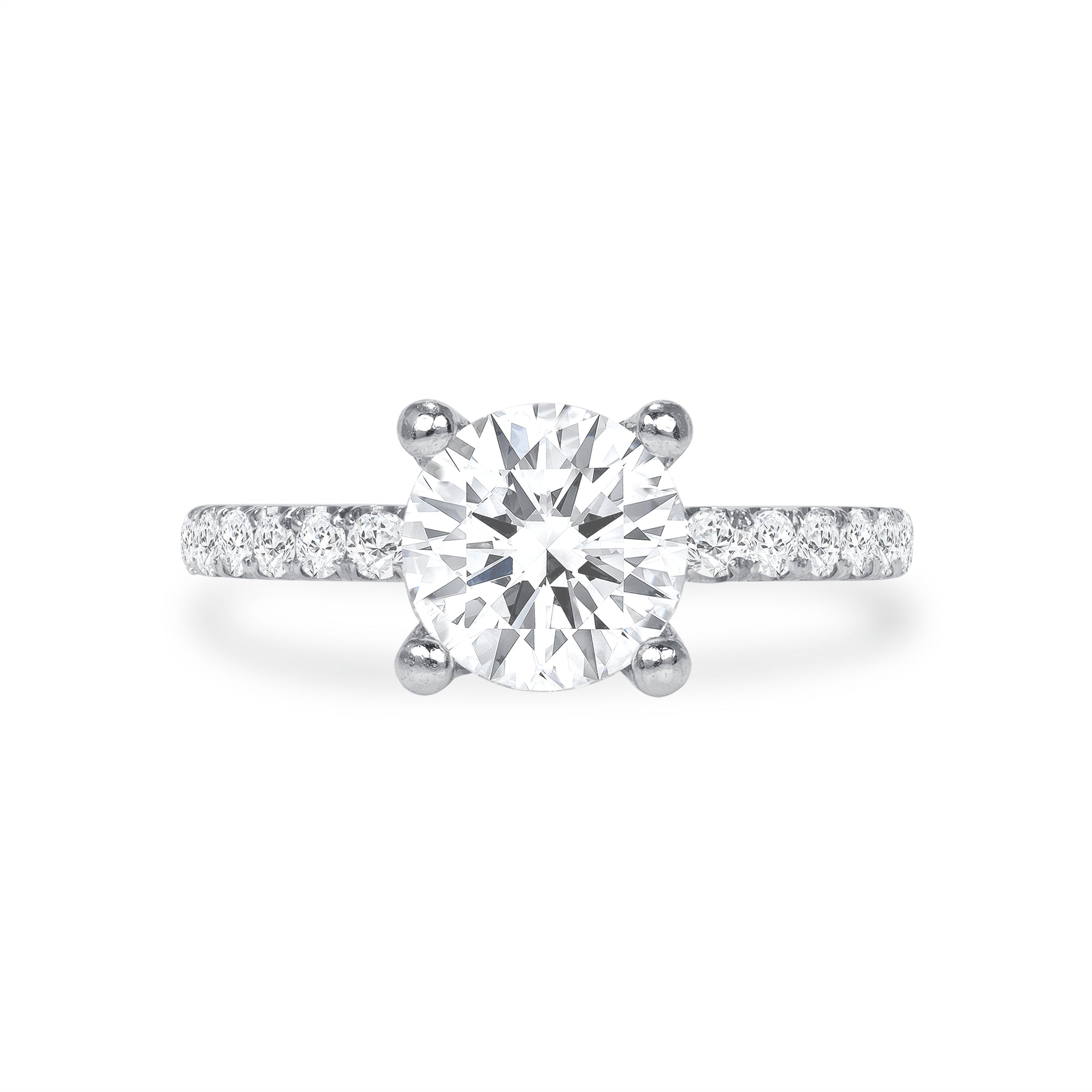 Round Brilliant Cut Diamond Engagement Ring In Platinum Ruthenium