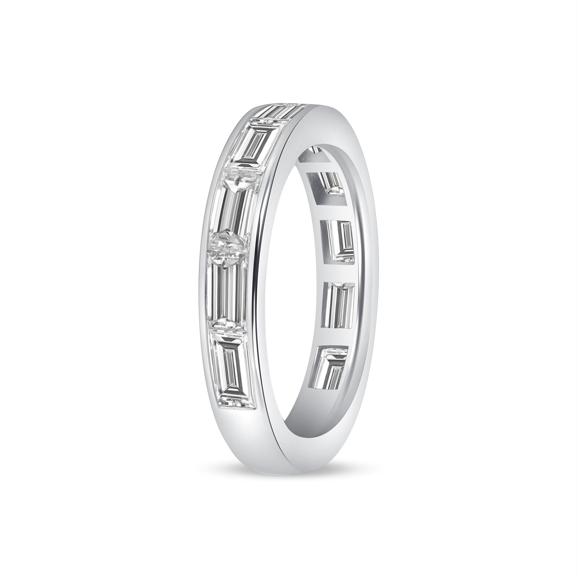 Diamond Baguette Channel Set Band In 18 Karat White Gold