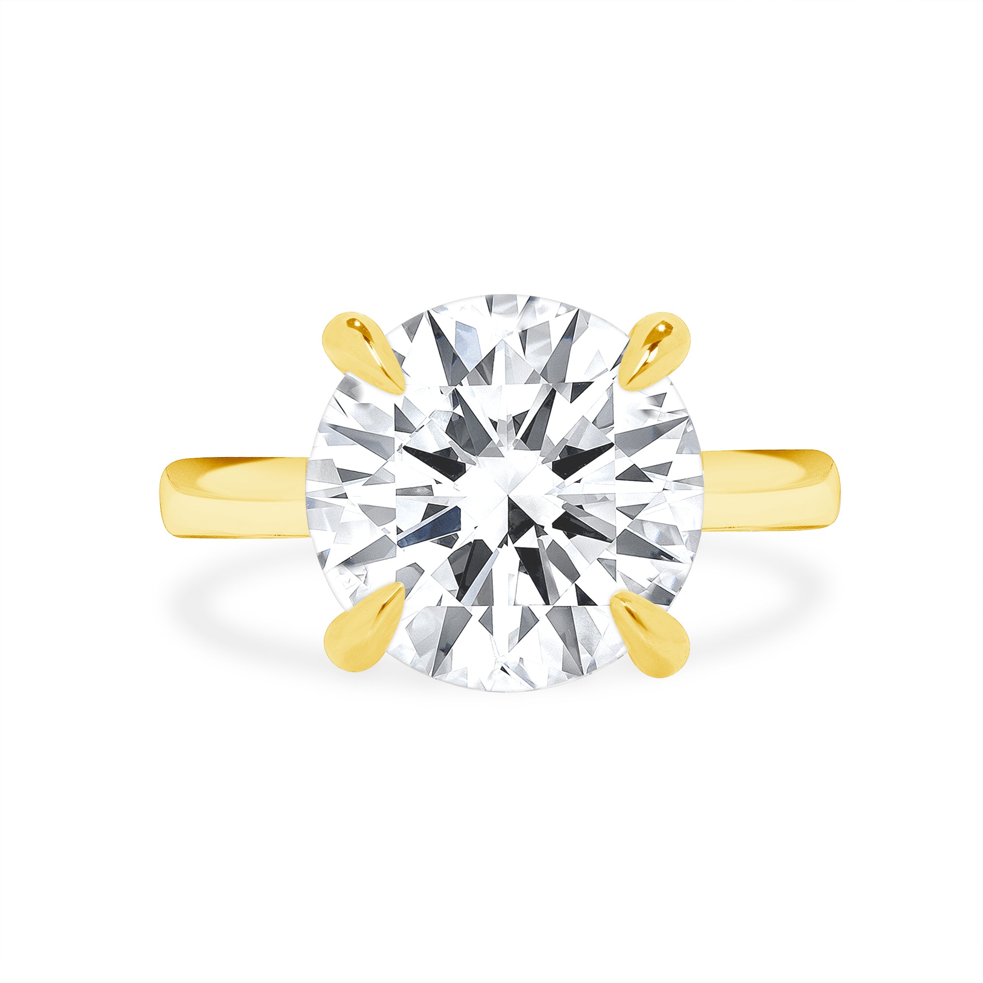 5.2ct Round Brilliant Cut Diamond Solitaire Ring in 18k Yellow Gold Band, GIA Certified