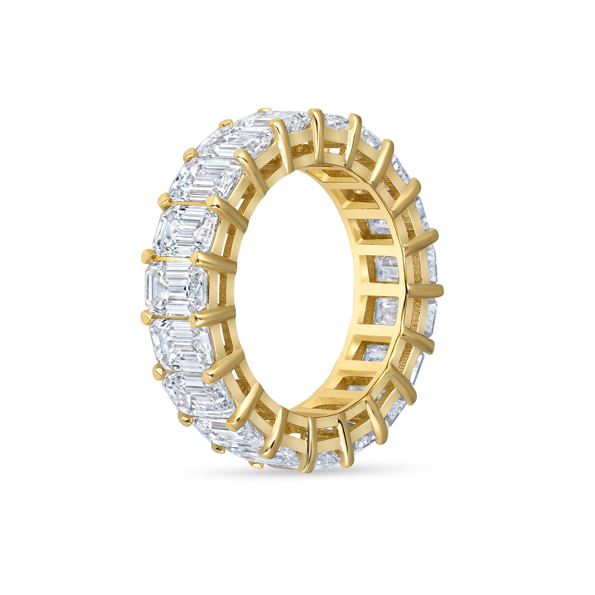 Emerald Cut Diamond Yellow Gold Eternity Band