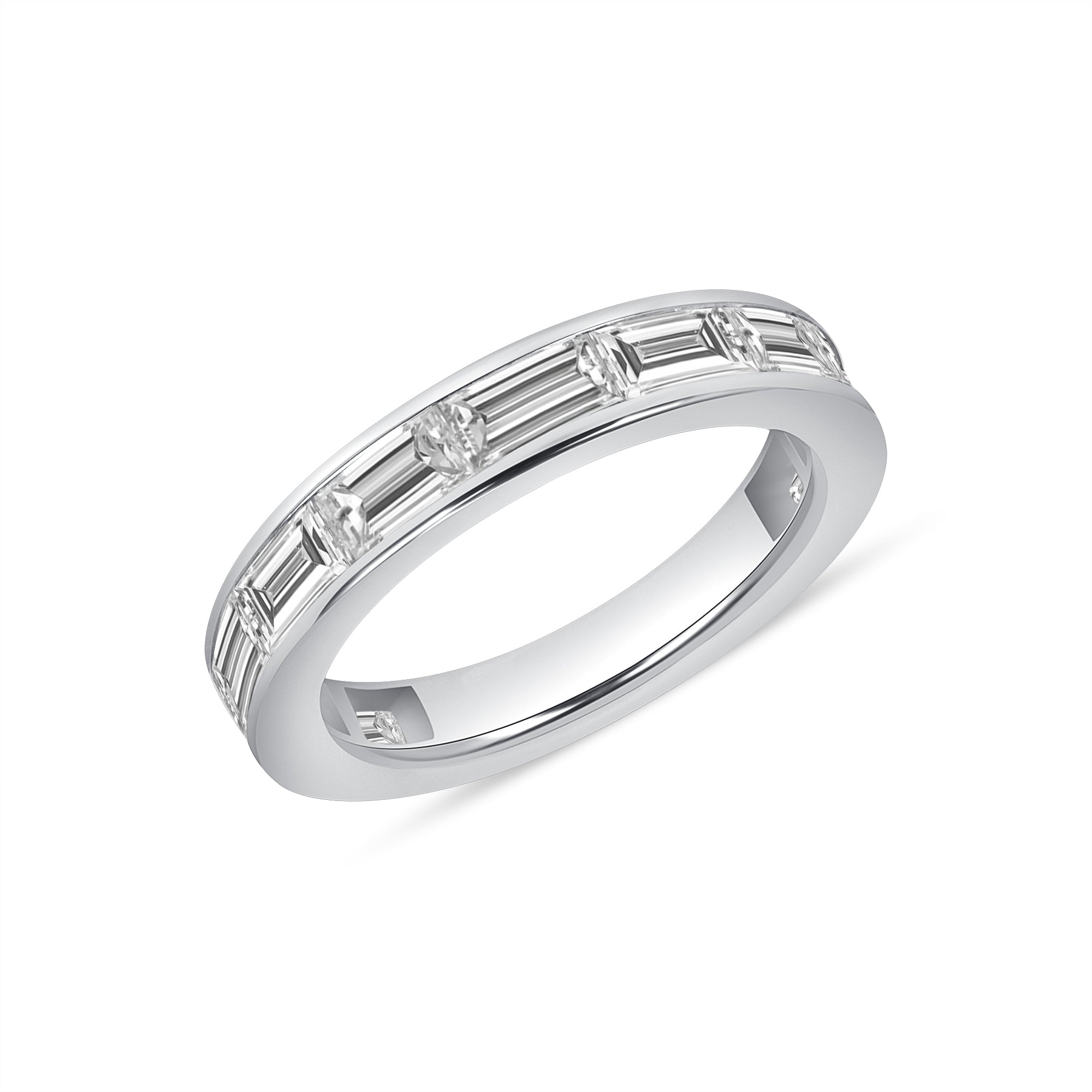 Diamond Baguette Channel Set Band In 18 Karat White Gold