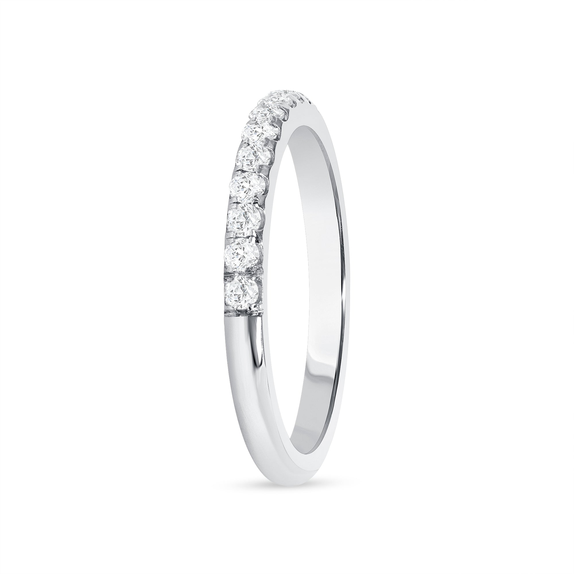 Round Brilliant Cut Diamond Band Going 1/2 Way Around In Platinum Ruthenium