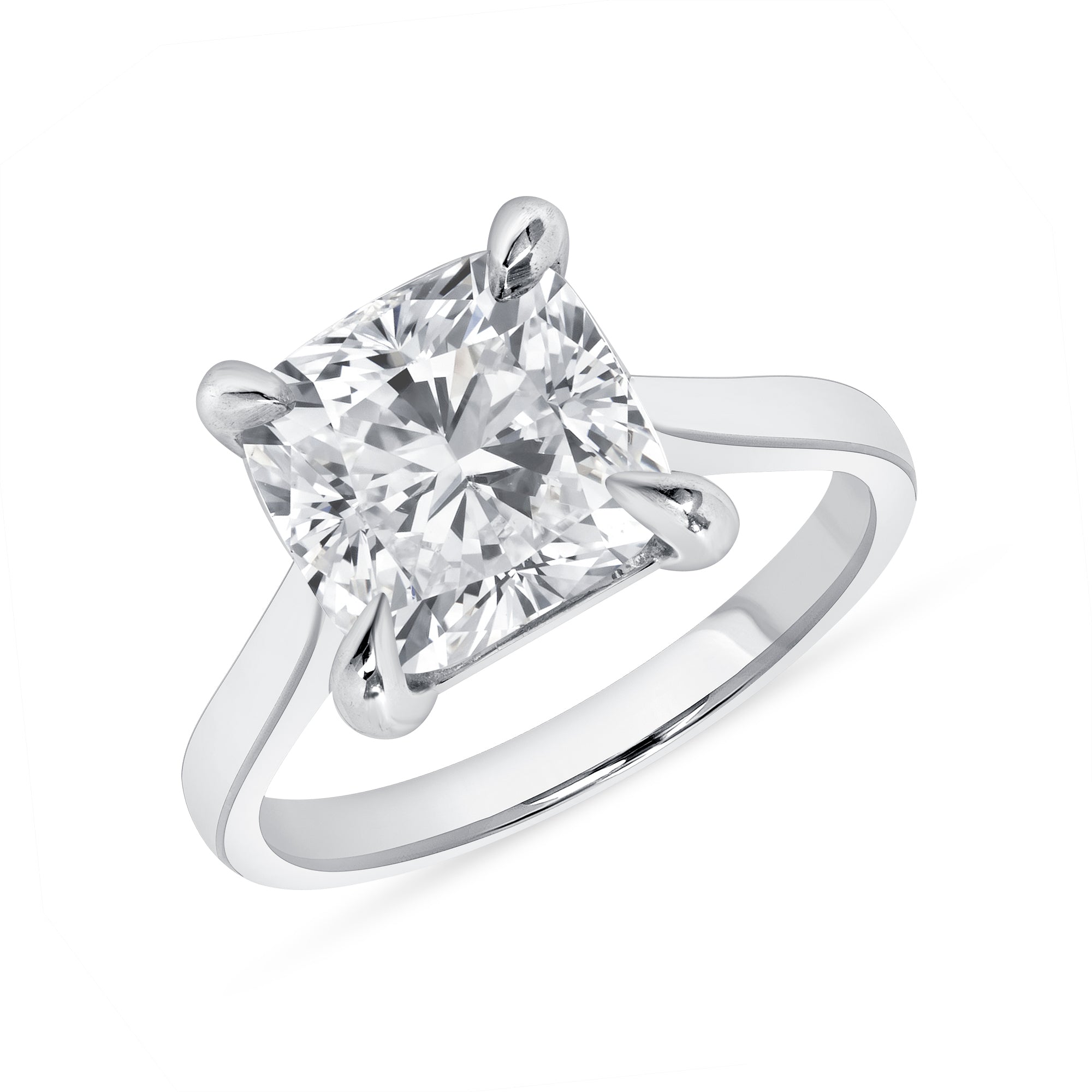 4.08ct Cushion Cut Diamond Solitaire Ring in 18k White Gold Band, GIA Certified