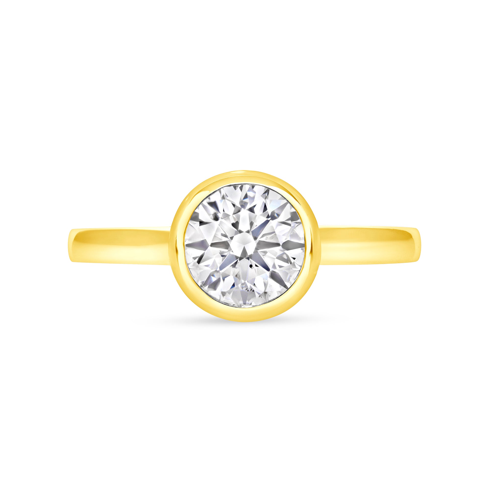Bezel-Set Diamond Solitaire Ring in 18K Yellow Gold