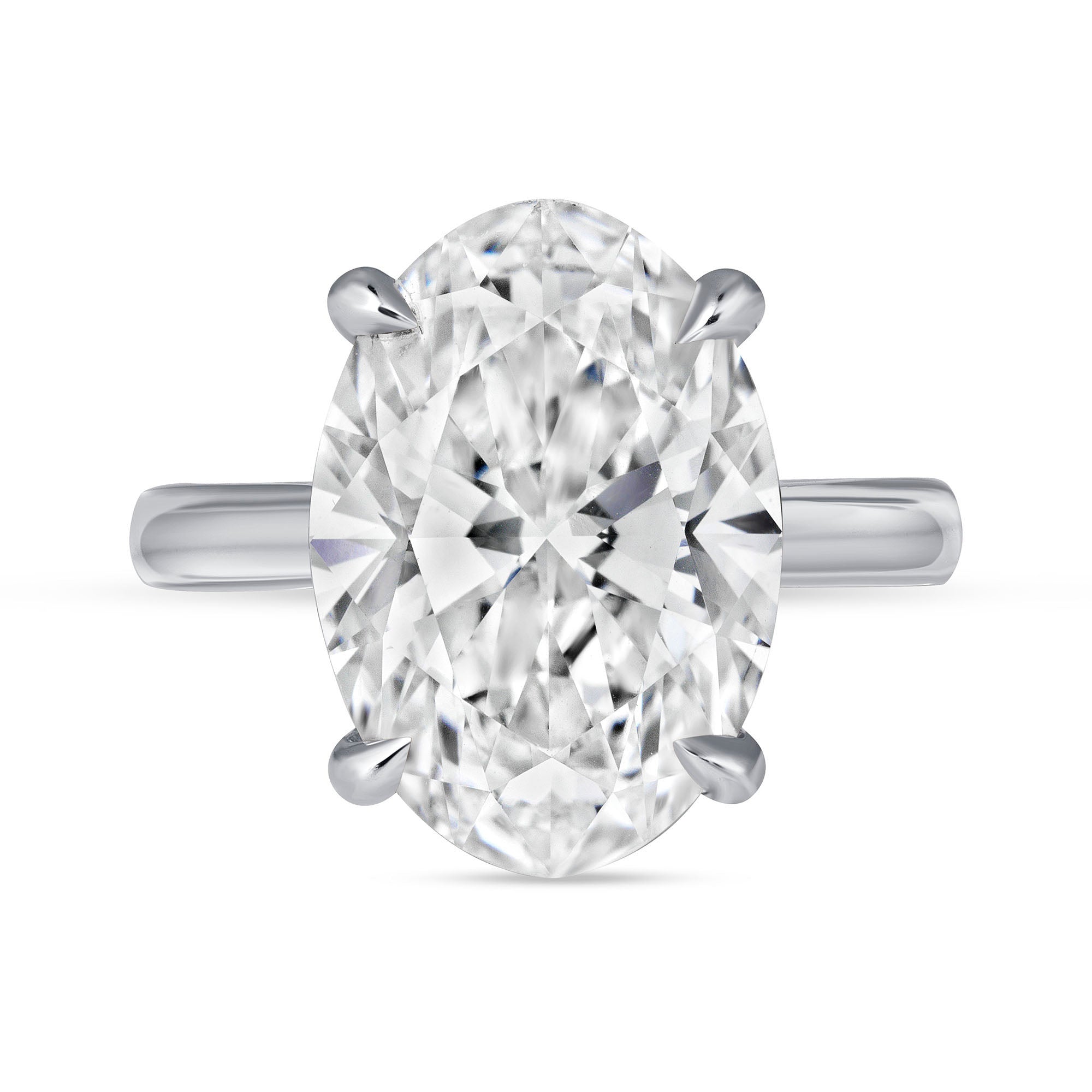 5.5 CT. Oval Cut Diamond Solitaire Ring in 18K White Gold