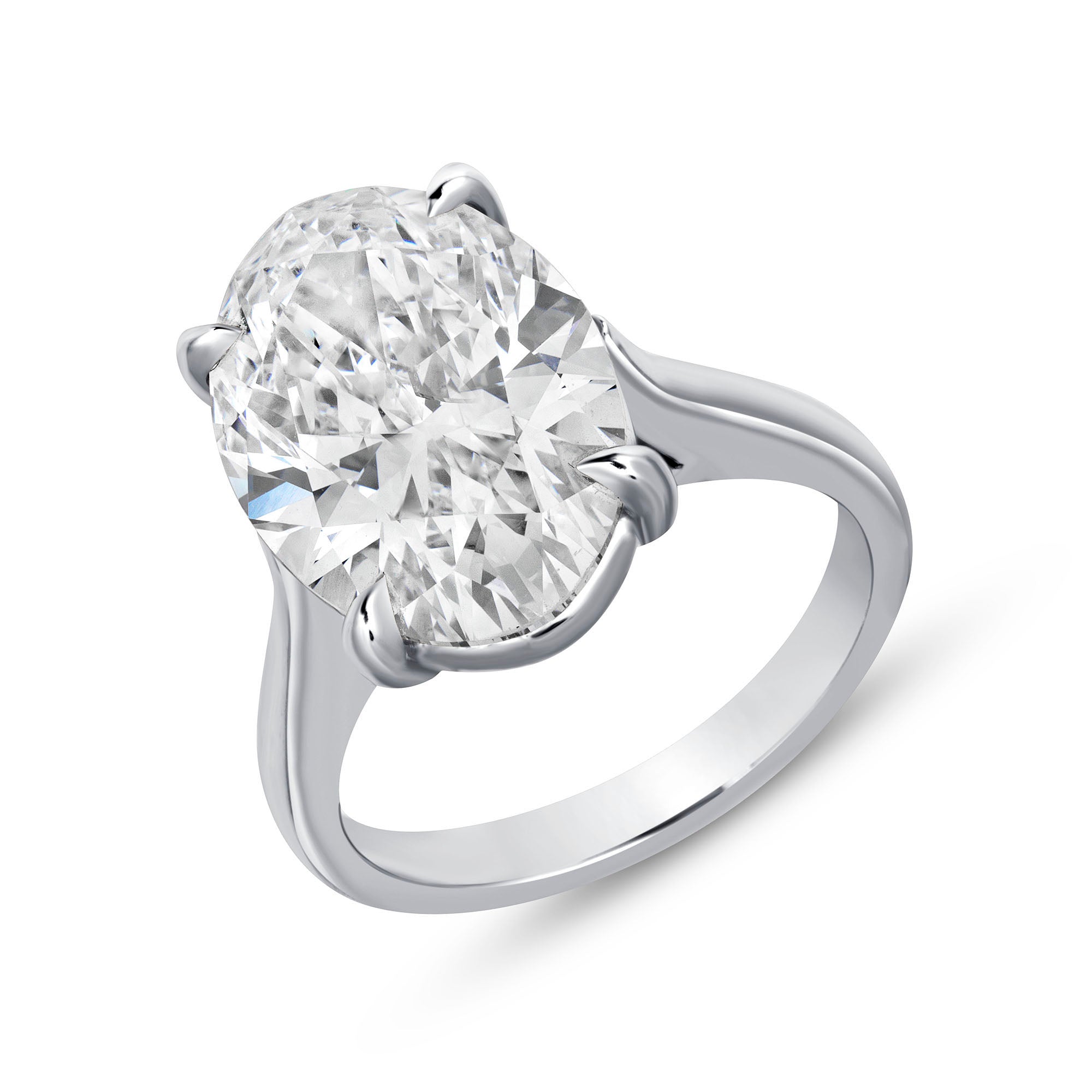 5.5 CT. Oval Cut Diamond Solitaire Ring in 18K White Gold