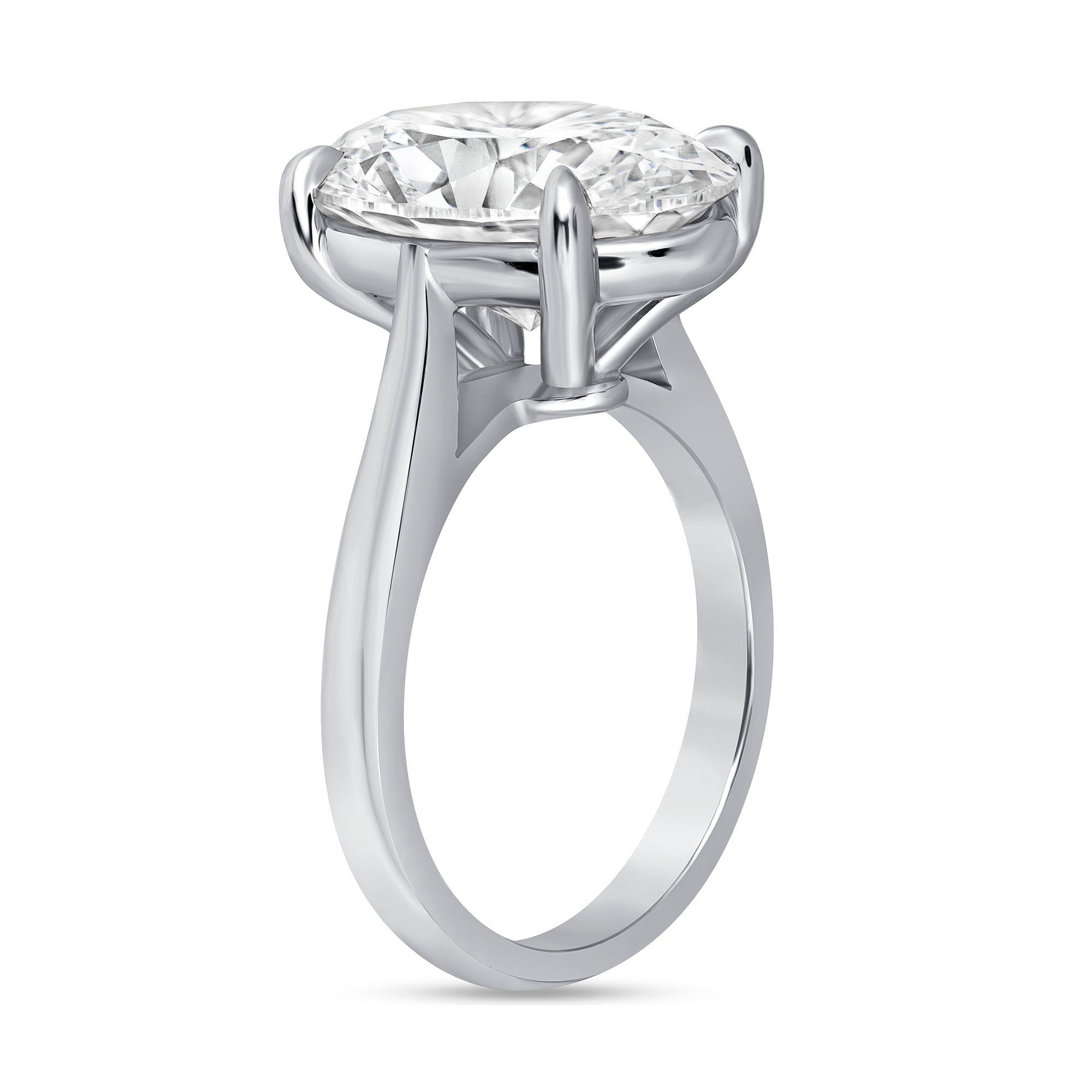5.5 CT. Oval Cut Diamond Solitaire Ring in 18K White Gold