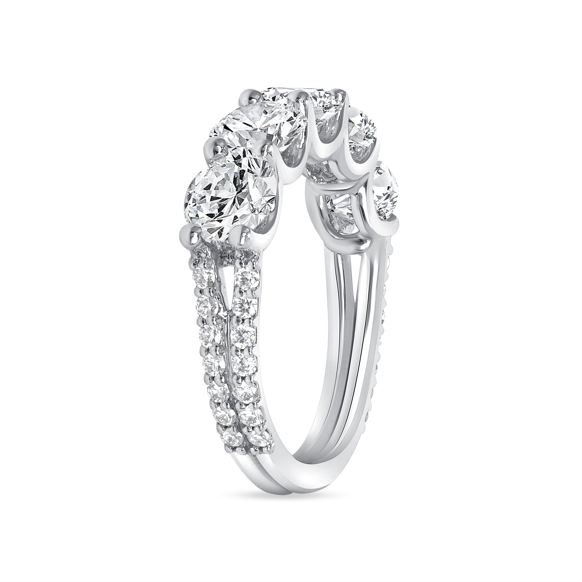 2.99 CT Round Brilliant Cut Diamond Platinum Pavé Half Eternity Band, GIA Certified