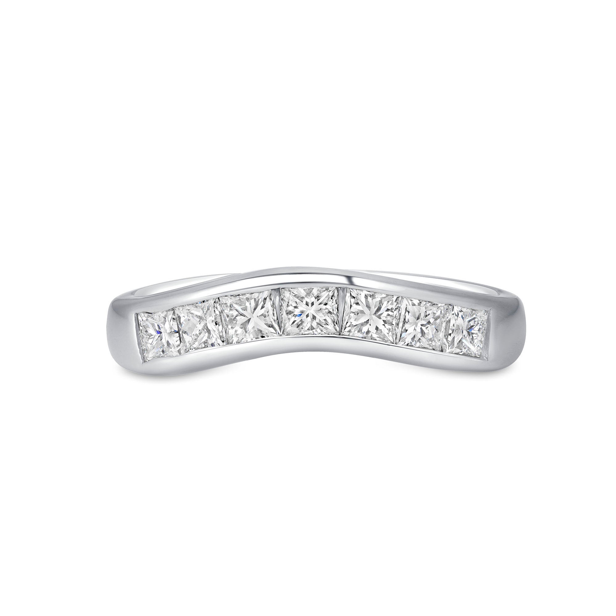 Princess Cut Diamond Platinum Channel Set Half Eternity Band